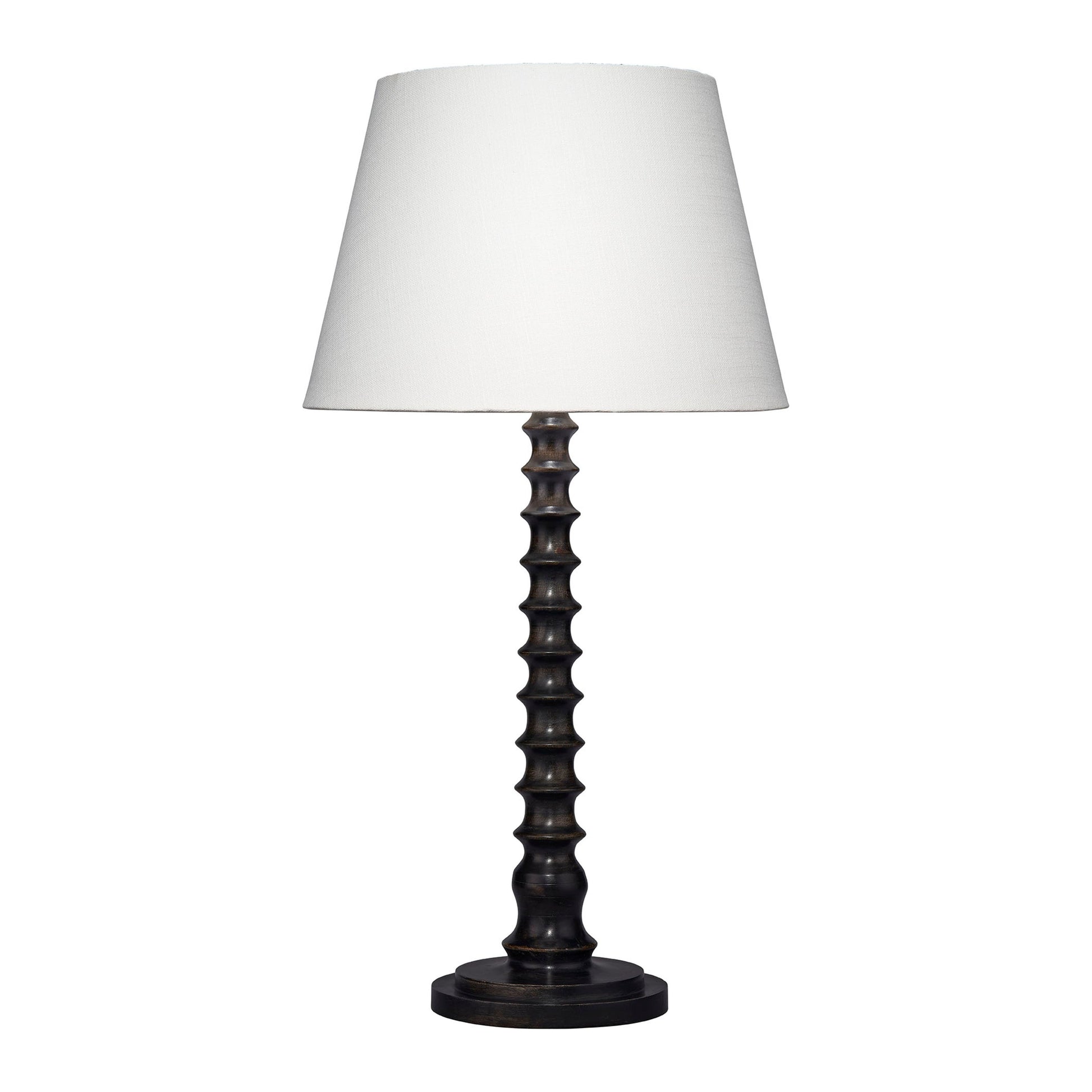 Revolution Wood Table Lamp with Linen Shade Black by Jamie Young