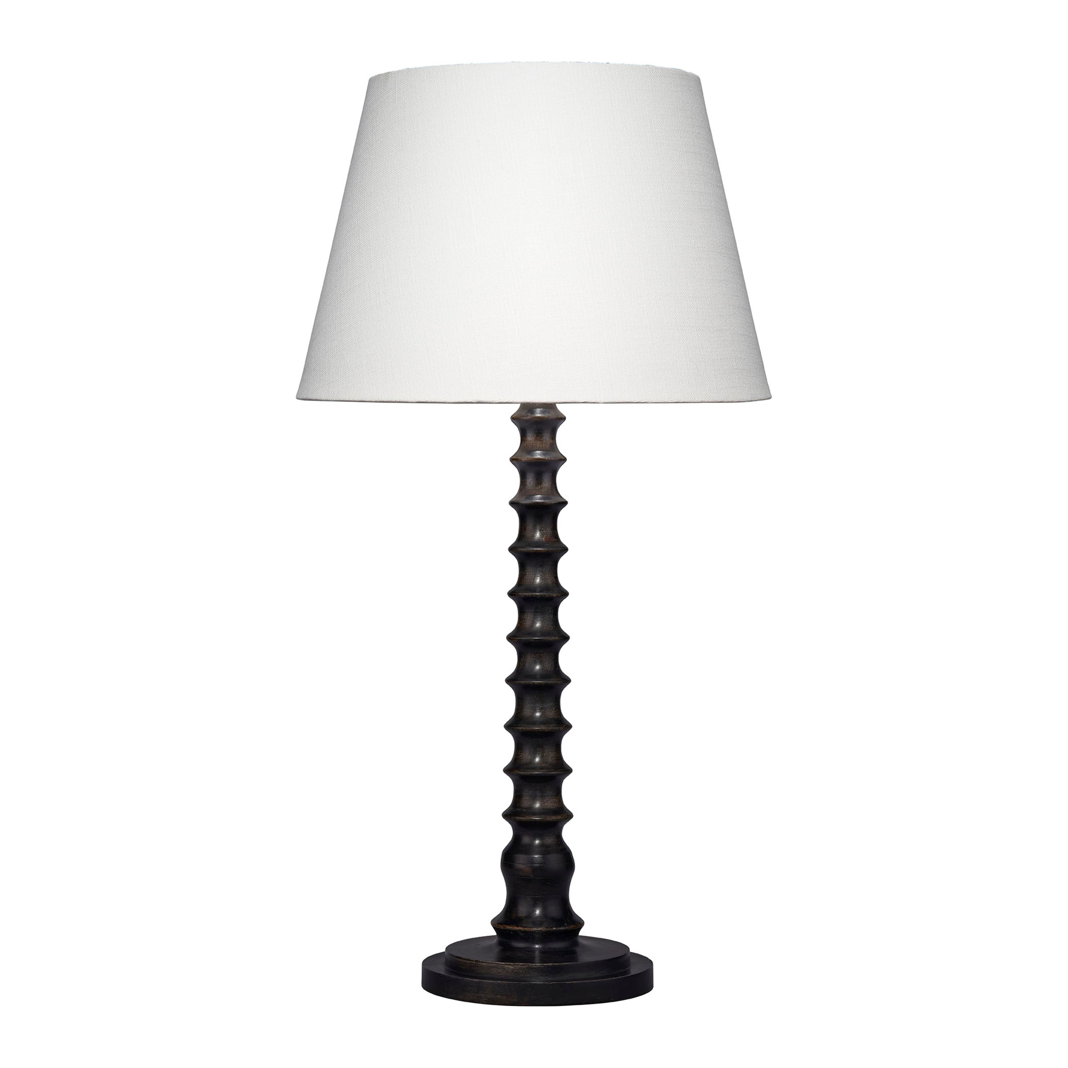 Revolution Wood Table Lamp with Linen Shade Black by Jamie Young