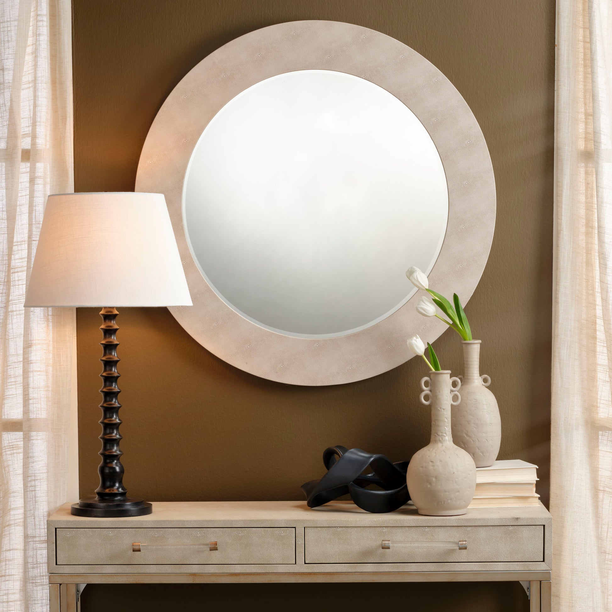 Revolution Wood Table Lamp with Linen Shade by Jamie Young