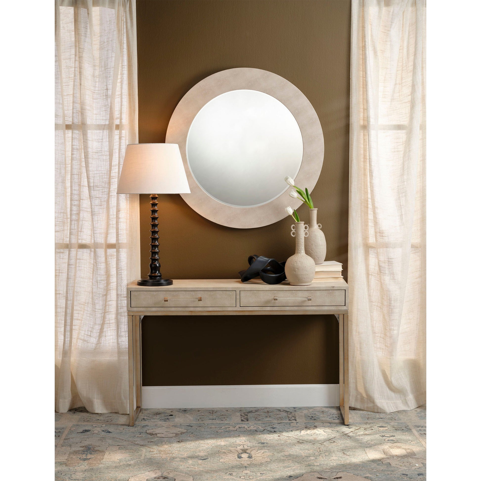 Revolution Wood Table Lamp with Linen Shade by Jamie Young