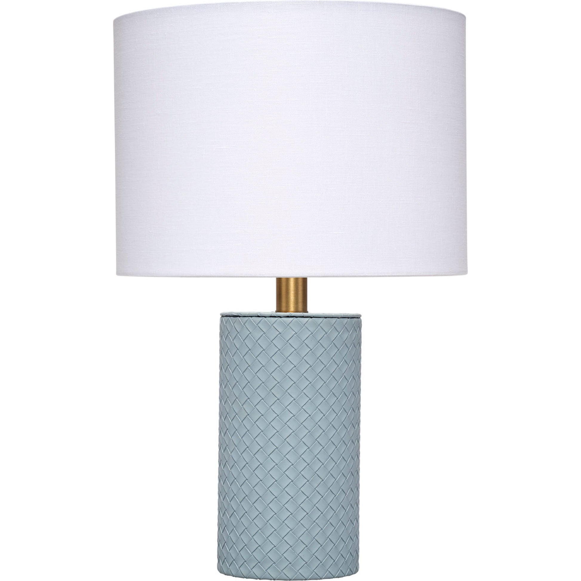 Roman Leather Table Lamp with Linen Shade Blue by Jamie Young
