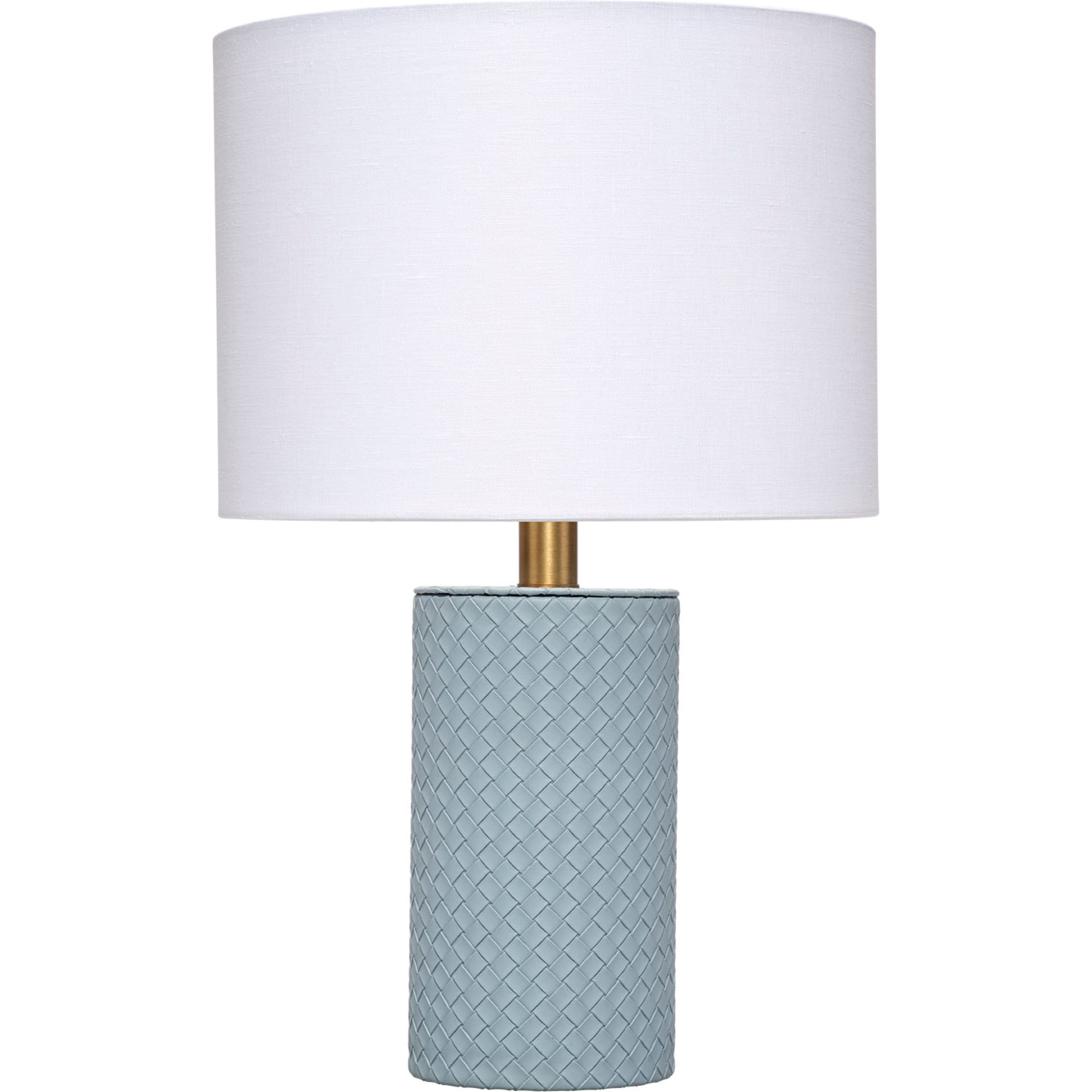 Roman Leather Table Lamp with Linen Shade Blue by Jamie Young