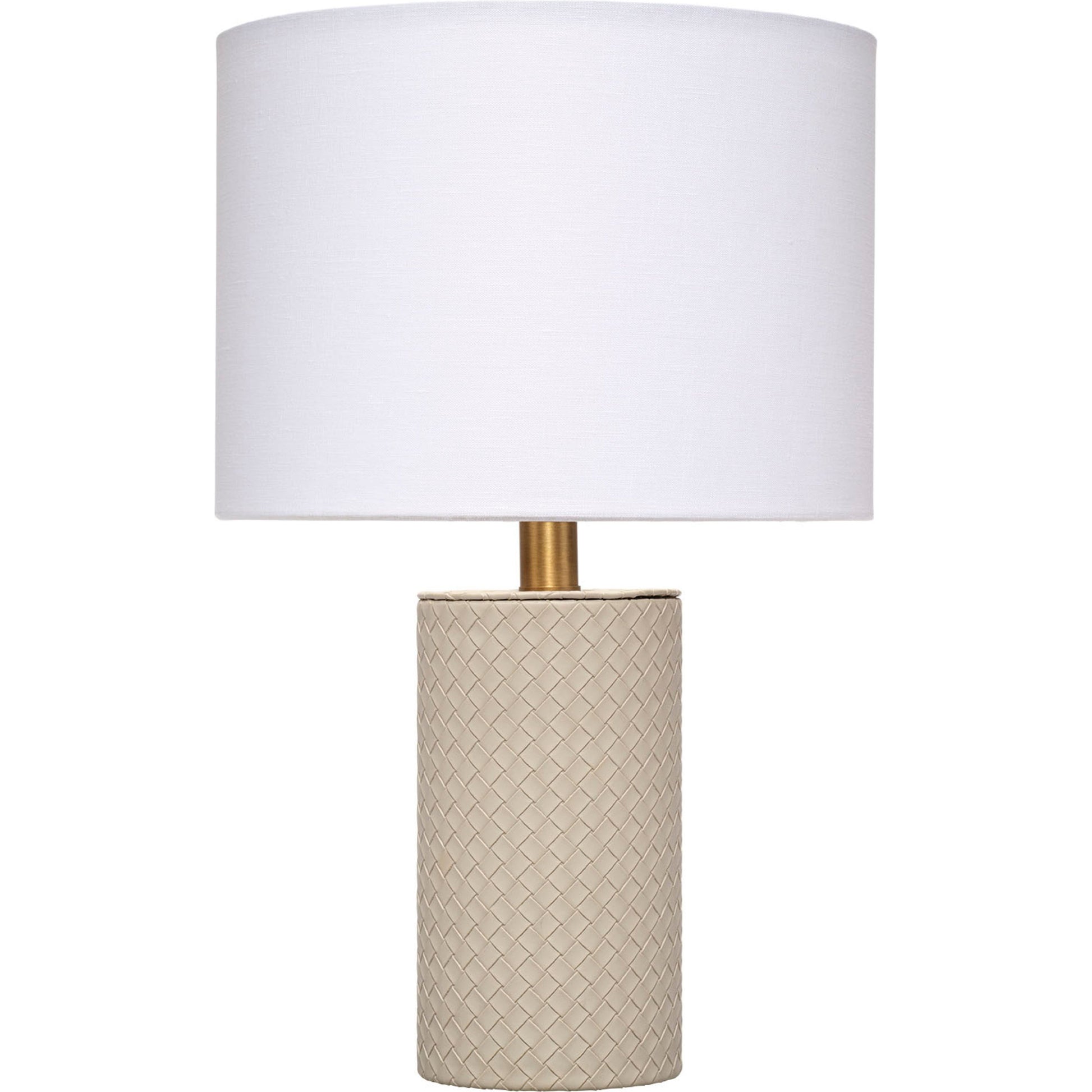 Roman Leather Table Lamp with Linen Shade Grey by Jamie Young