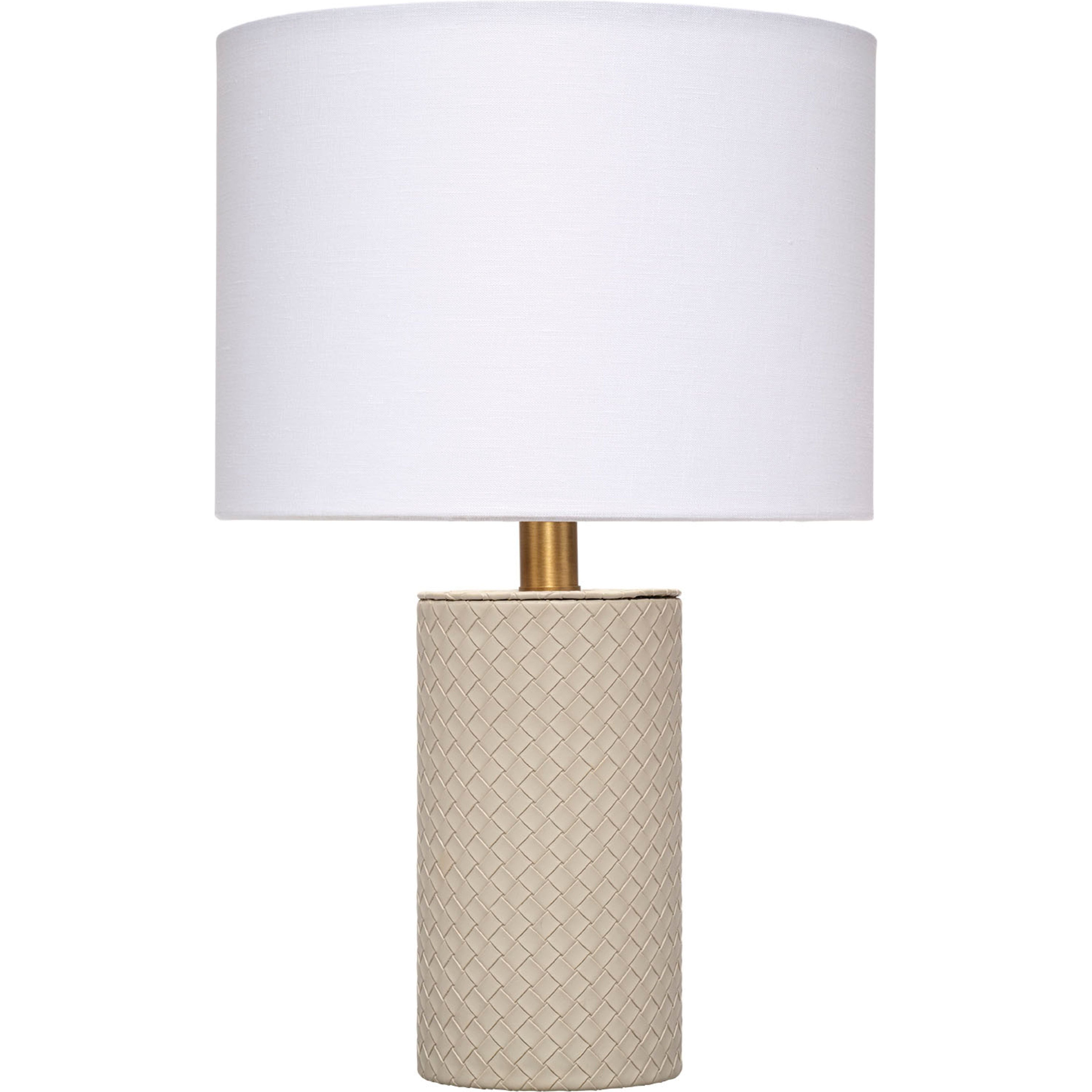 Roman Leather Table Lamp with Linen Shade Grey by Jamie Young