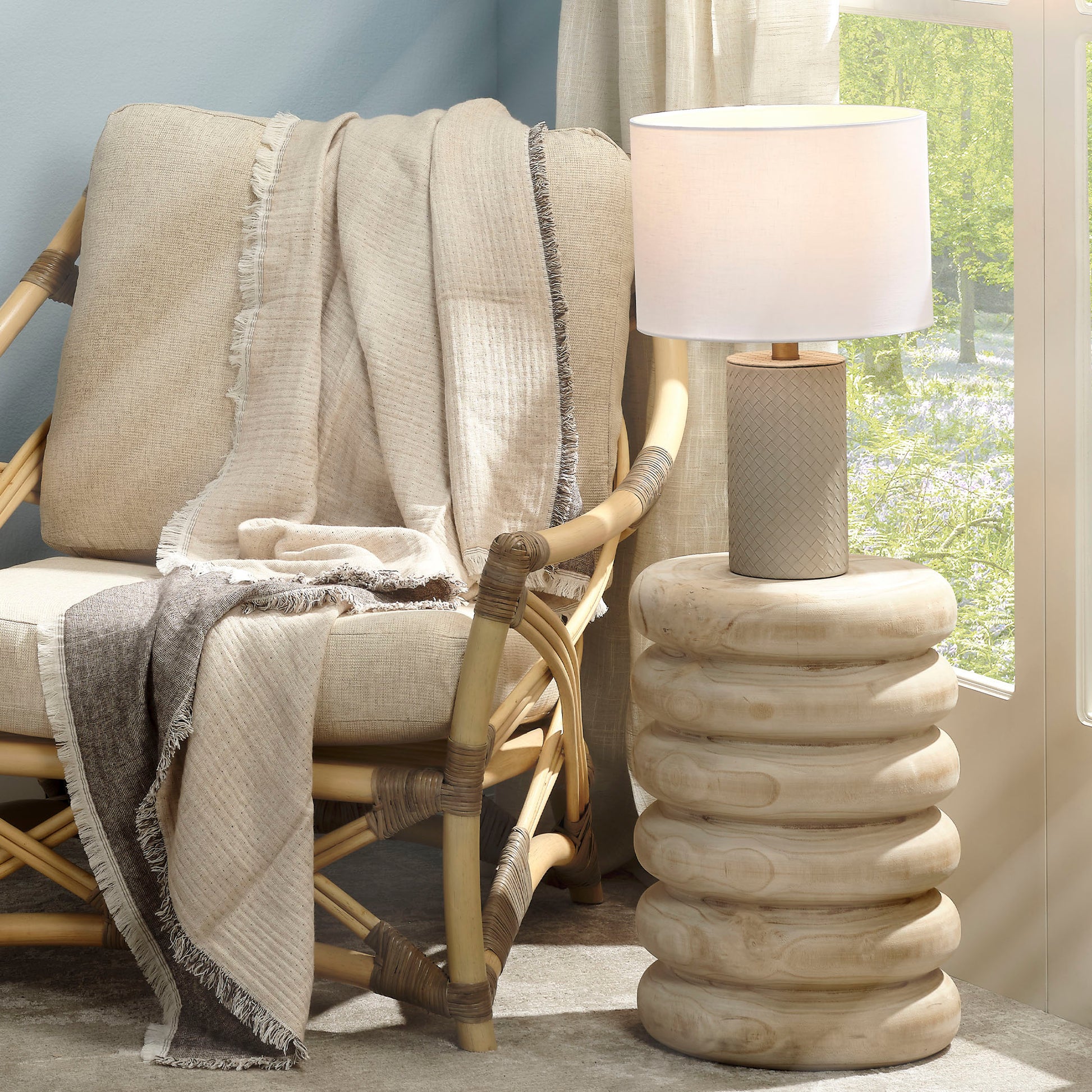 Roman Leather Table Lamp with Linen Shade by Jamie Young