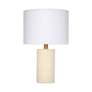 Roman Leather Table Lamp with Linen Shade White by Jamie Young