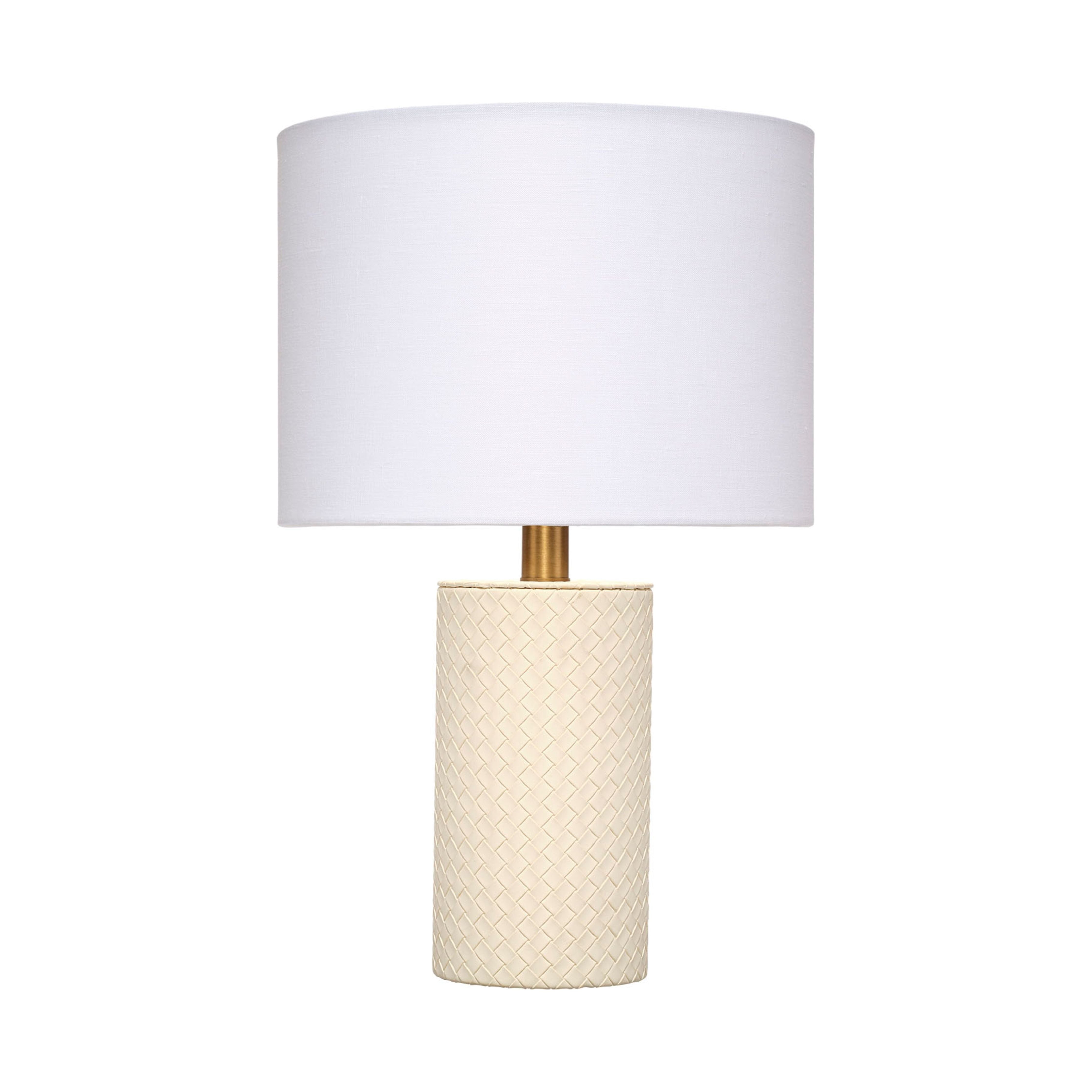 Roman Leather Table Lamp with Linen Shade White by Jamie Young