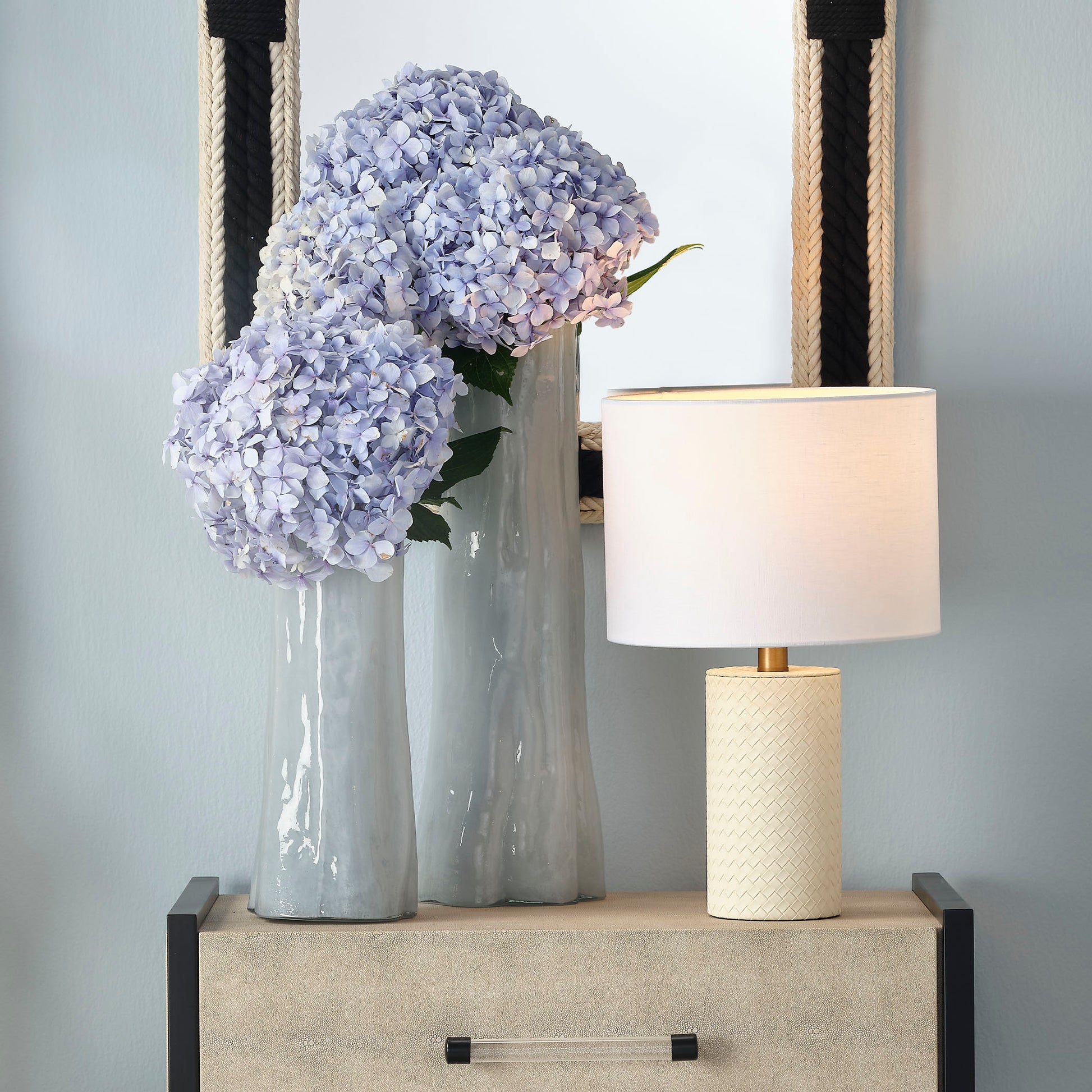 Roman Leather Table Lamp with Linen Shade by Jamie Young