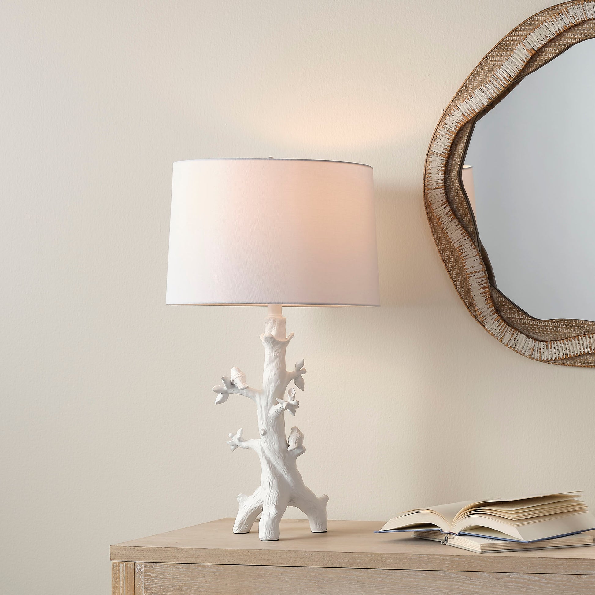 Sycamore Resin Table Lamp with Linen Shade by Jamie Young