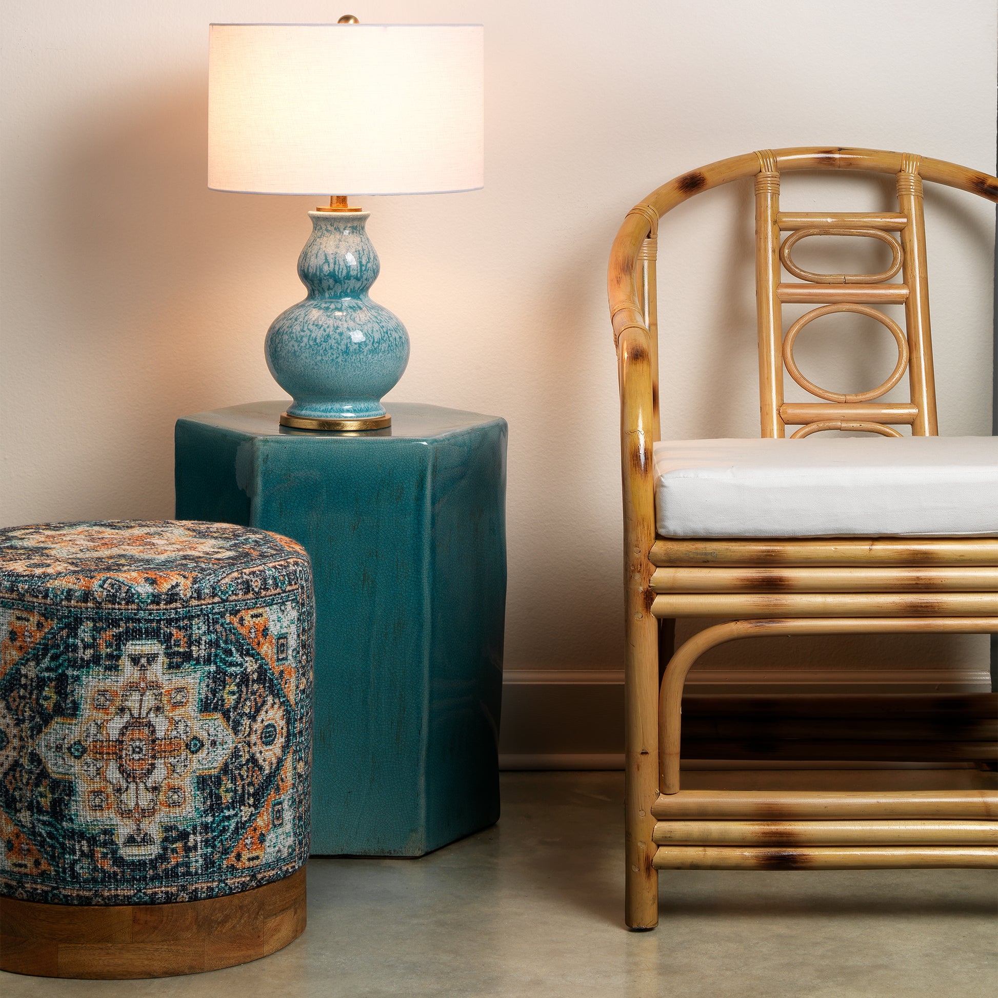Whitney Ceramic Table Lamp, Blue by Jamie Young