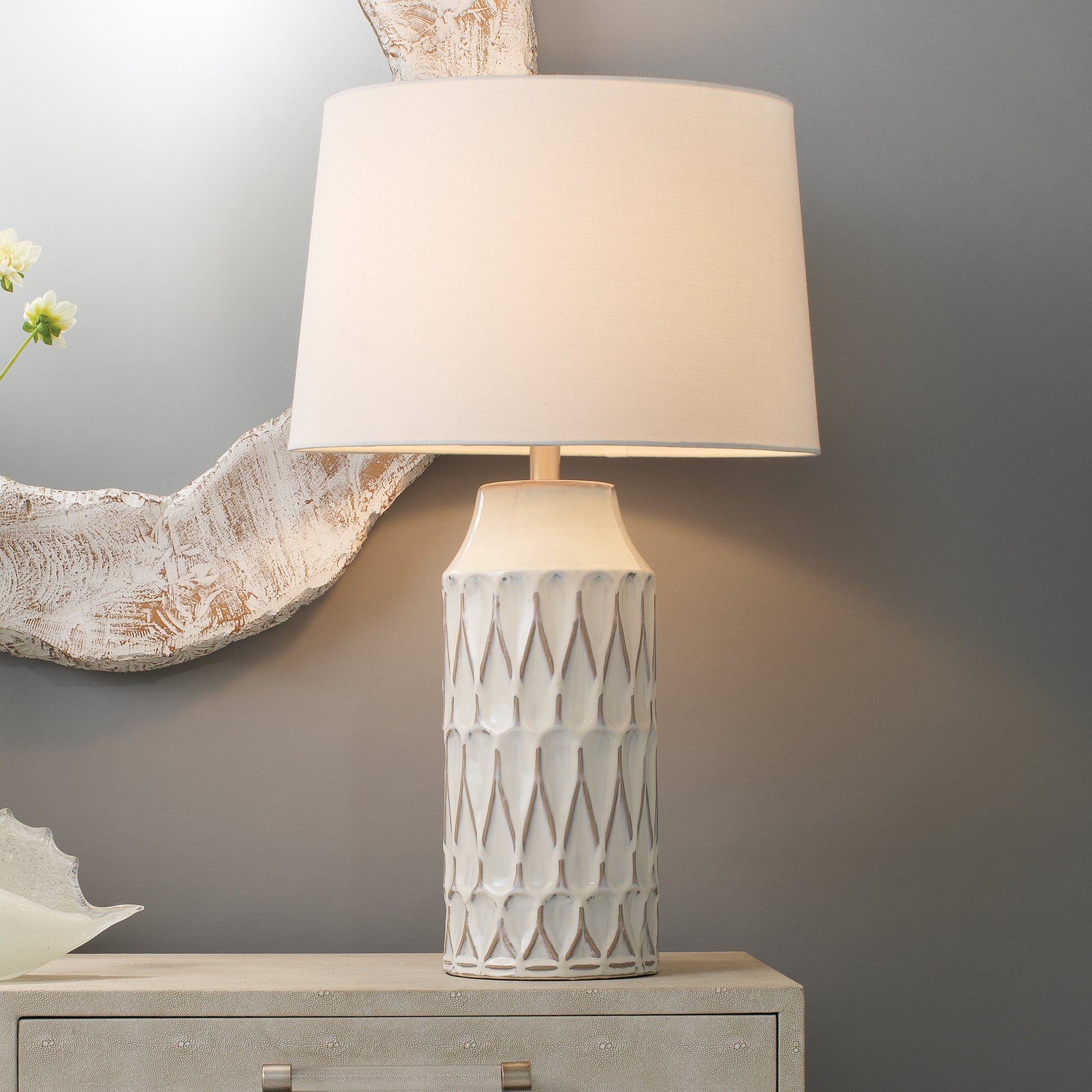 Dalia Ceramic Table Lamp, White by Jamie Young