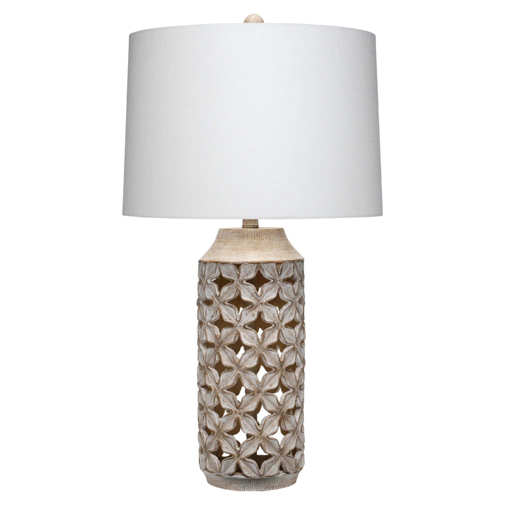 Flora Resin Table Lamp, White Wash by Ivory & Olive