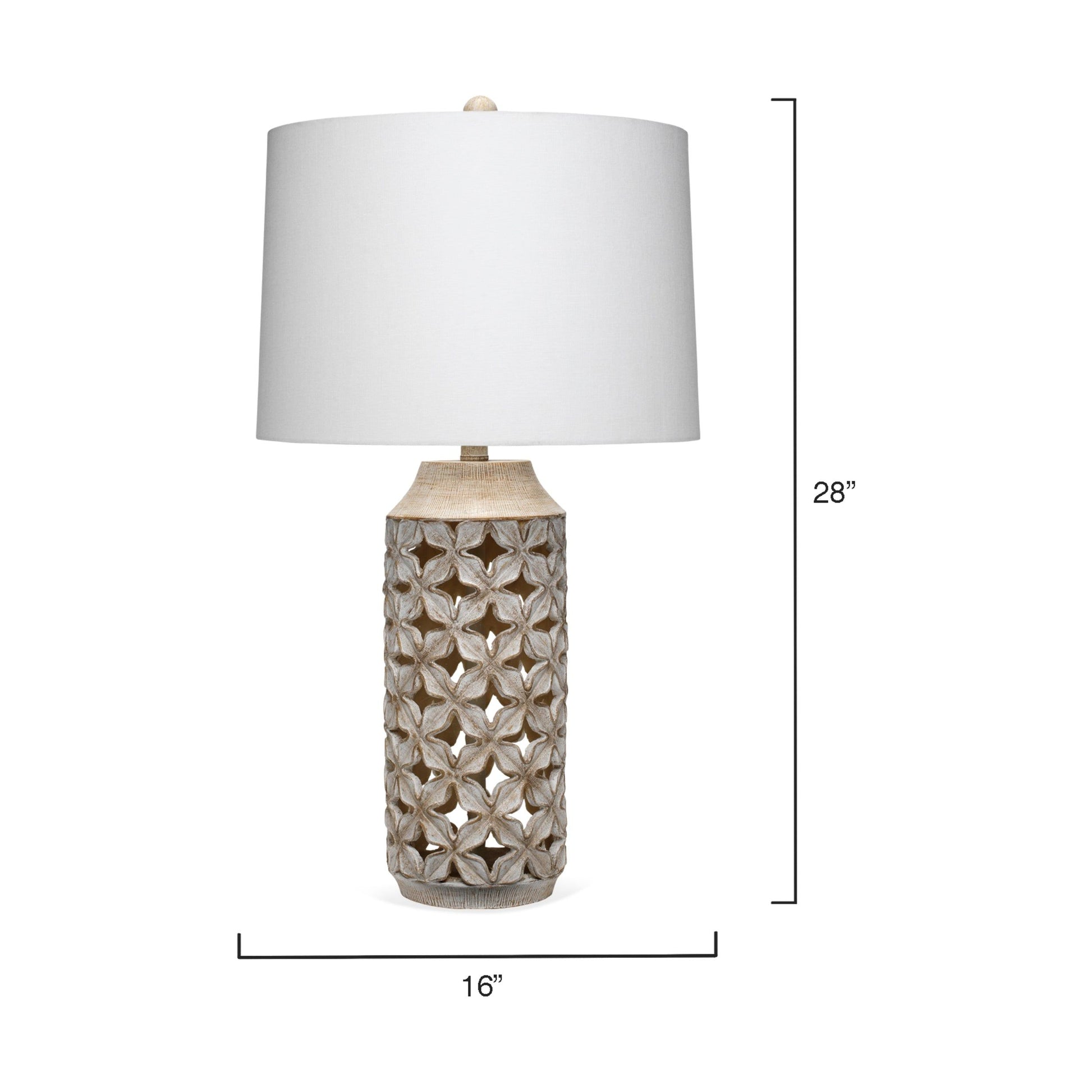 Flora Resin Table Lamp, White Wash by Ivory & Olive