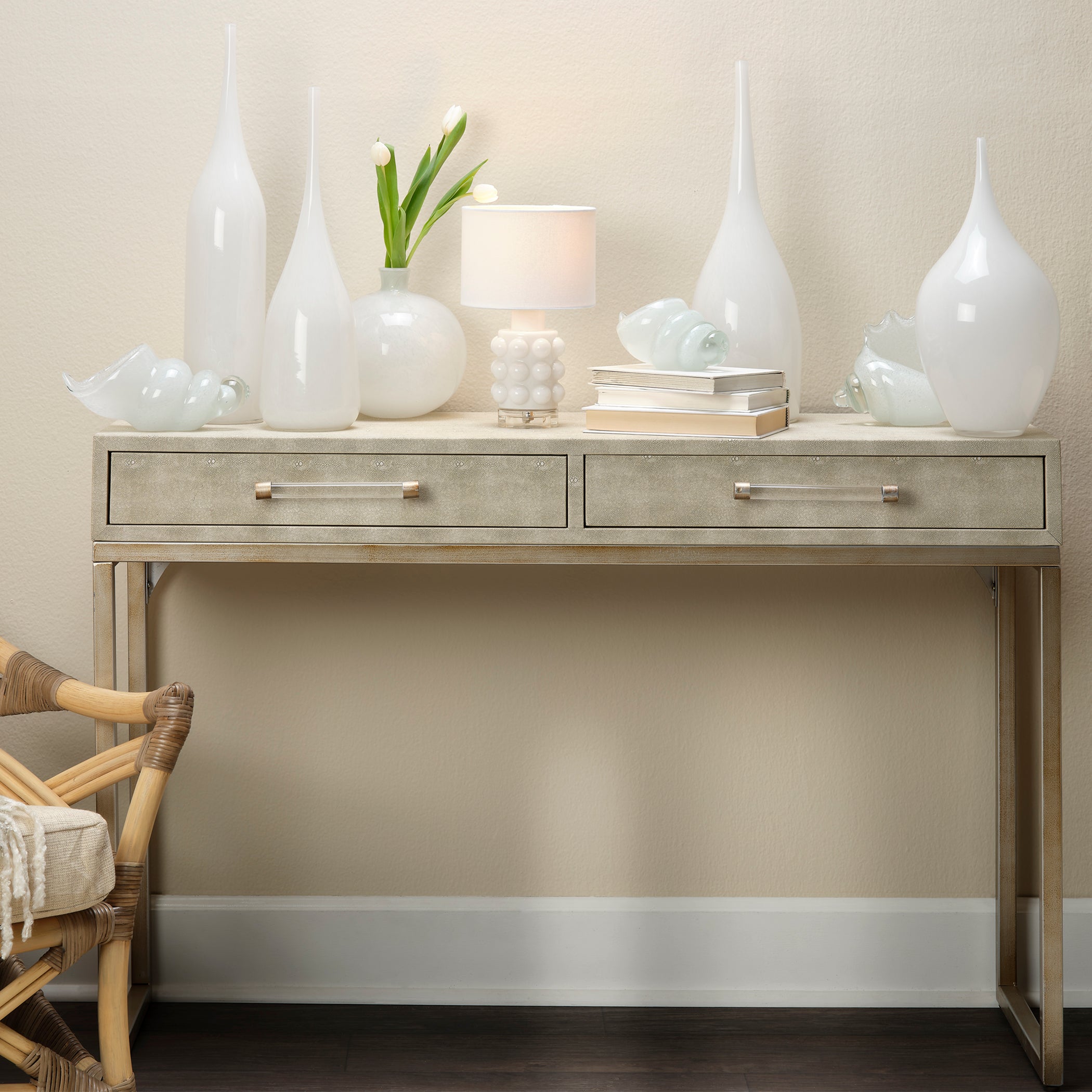 Kain Faux Shagreen Console Cream by Jamie Young