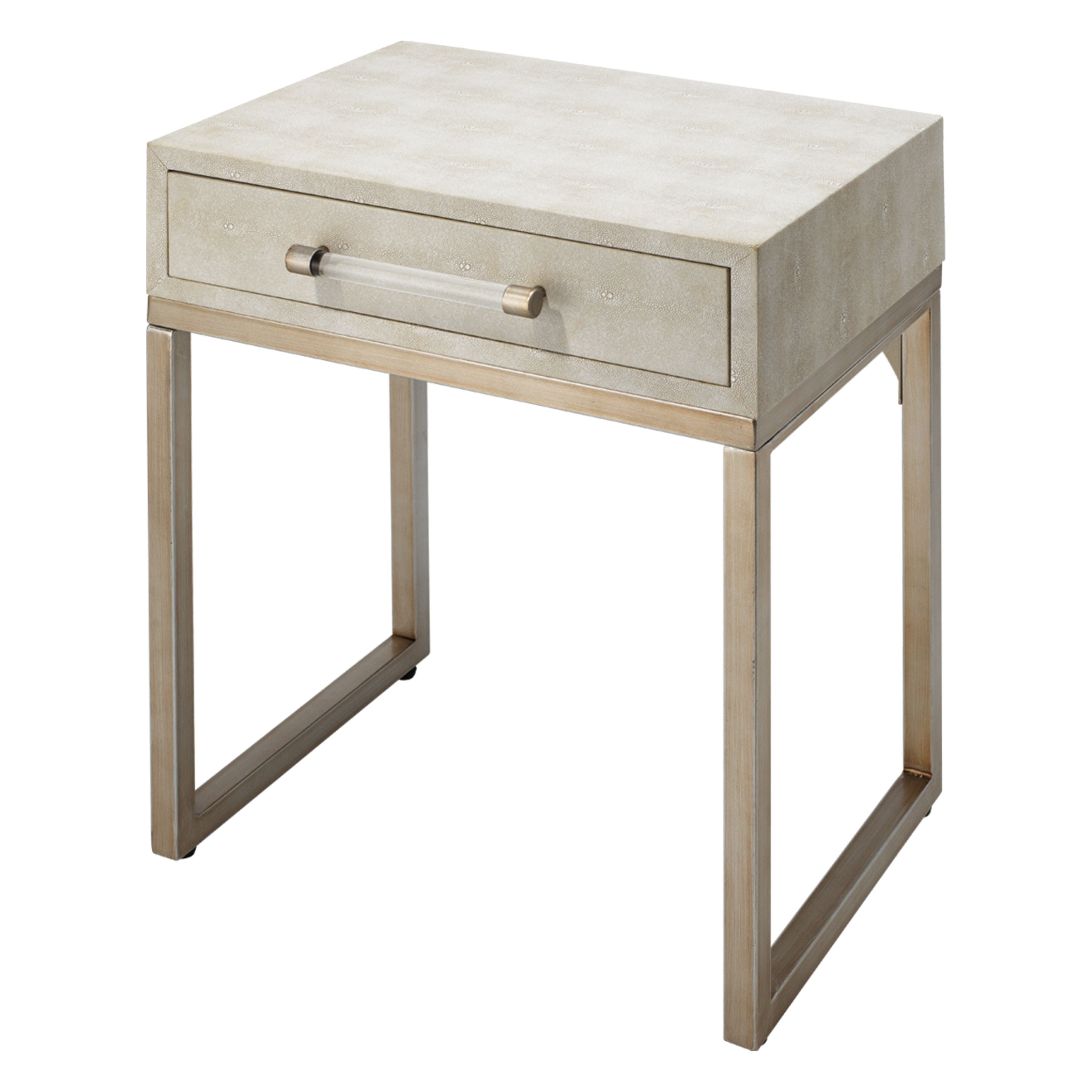 Kain Faux Shagreen Side Table, Cream by Ivory & Olive