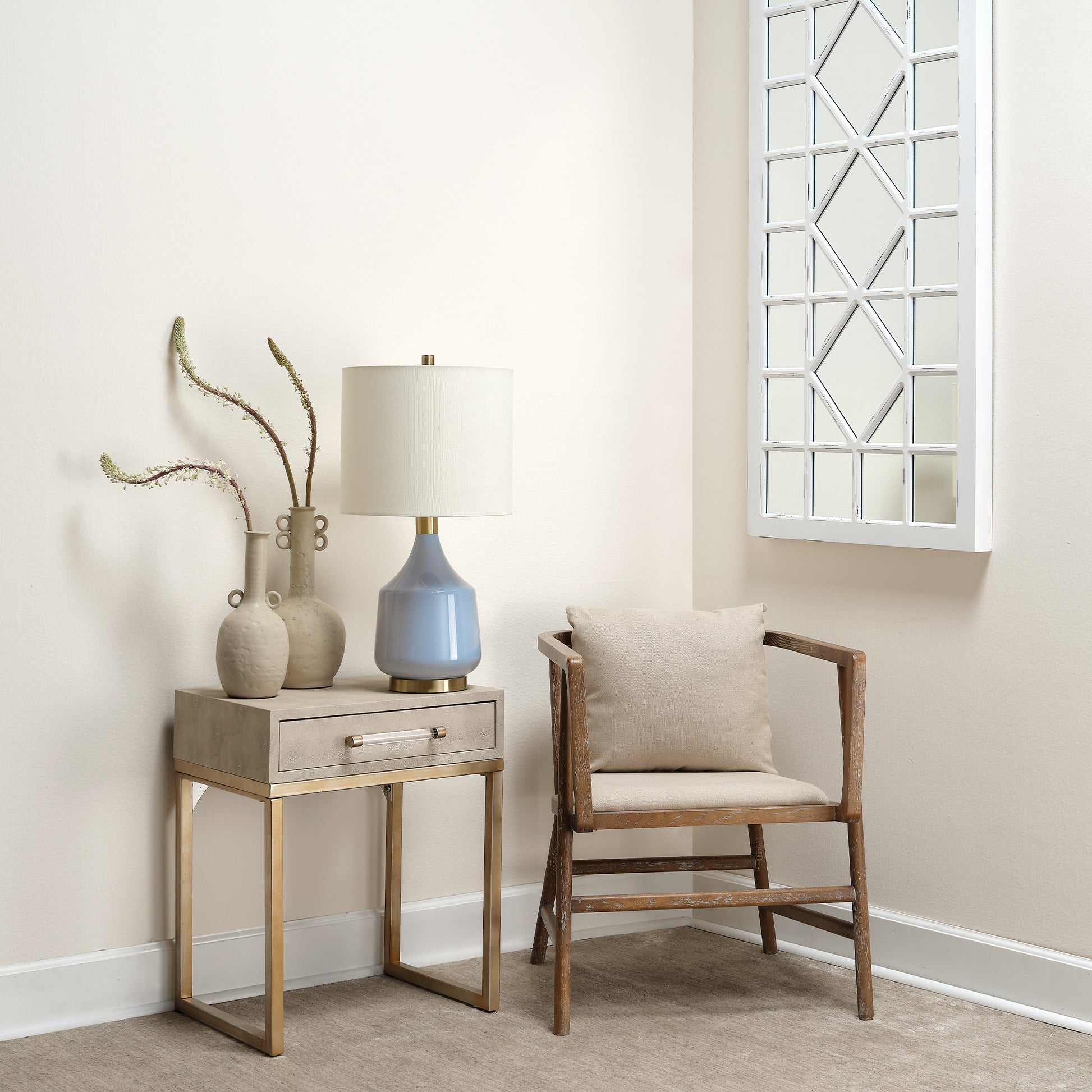 Kain Faux Shagreen Side Table, Cream by Ivory & Olive