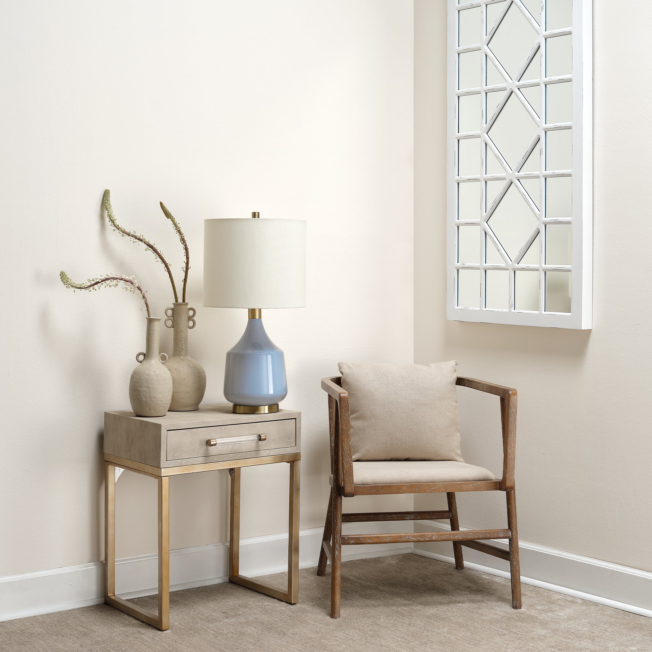 Kain Faux Shagreen Side Table, Cream by Ivory & Olive