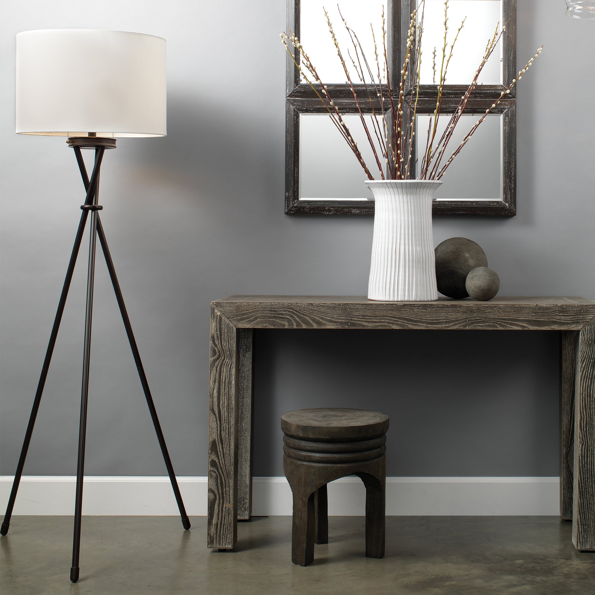 Manny Iron Tripod Floor Lamp, Bronze by Jamie Young
