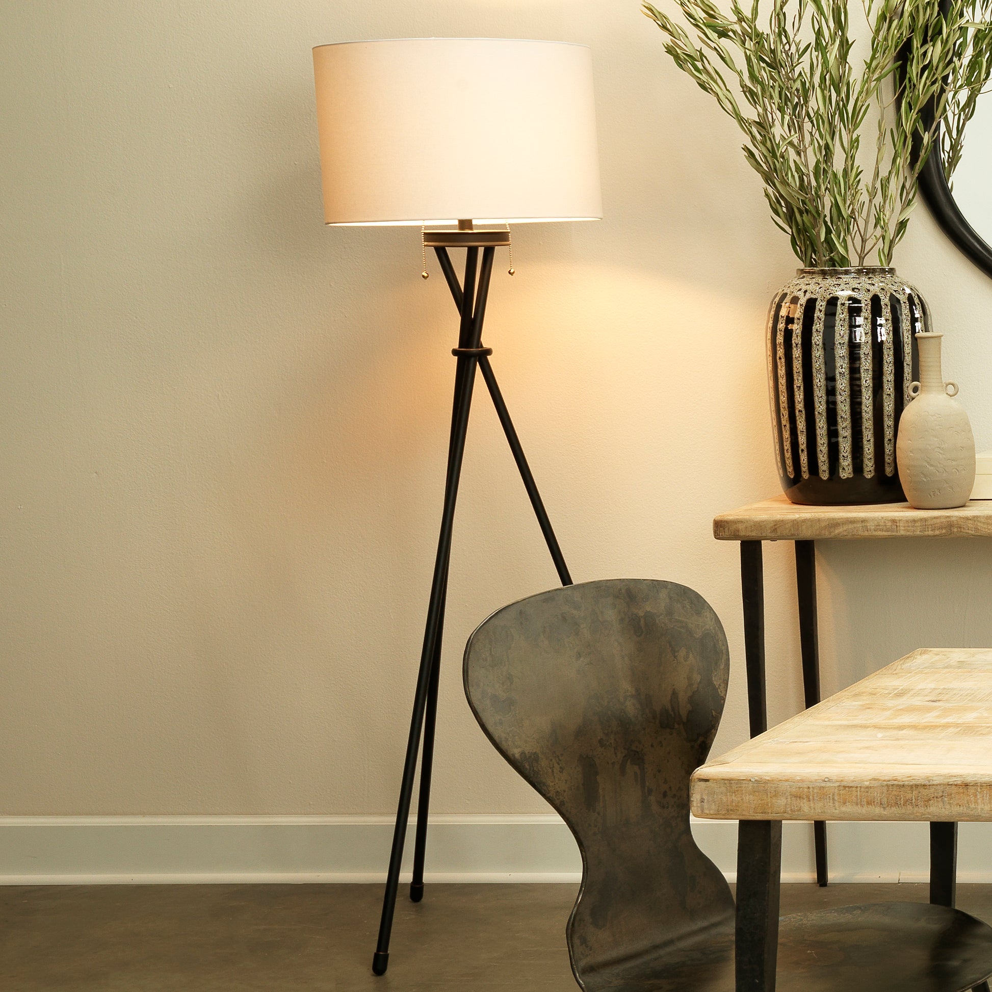 Manny Iron Tripod Floor Lamp, Bronze by Jamie Young