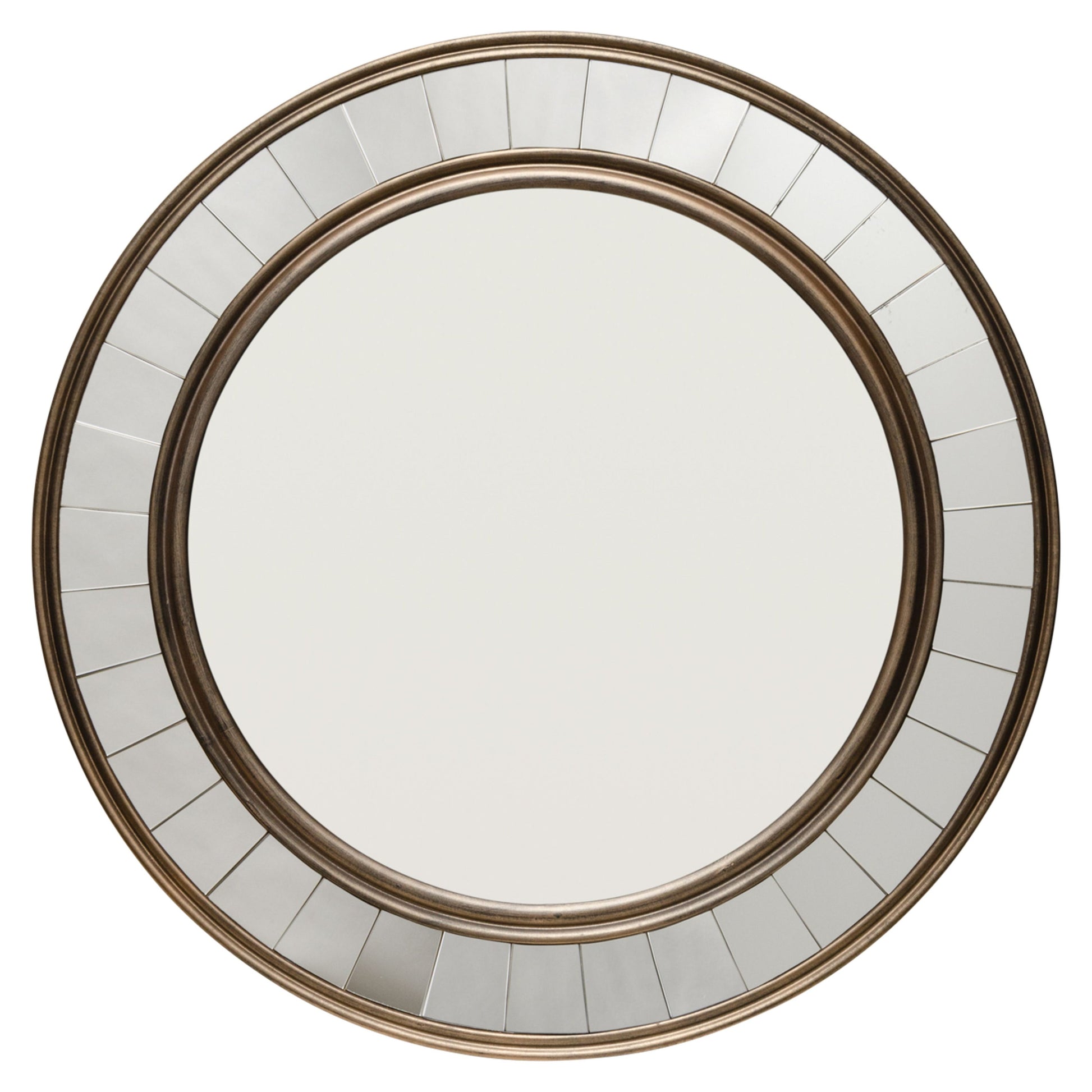 Coltrane Wood Round Wall Mirror, Antique Bronze by Jamie Young