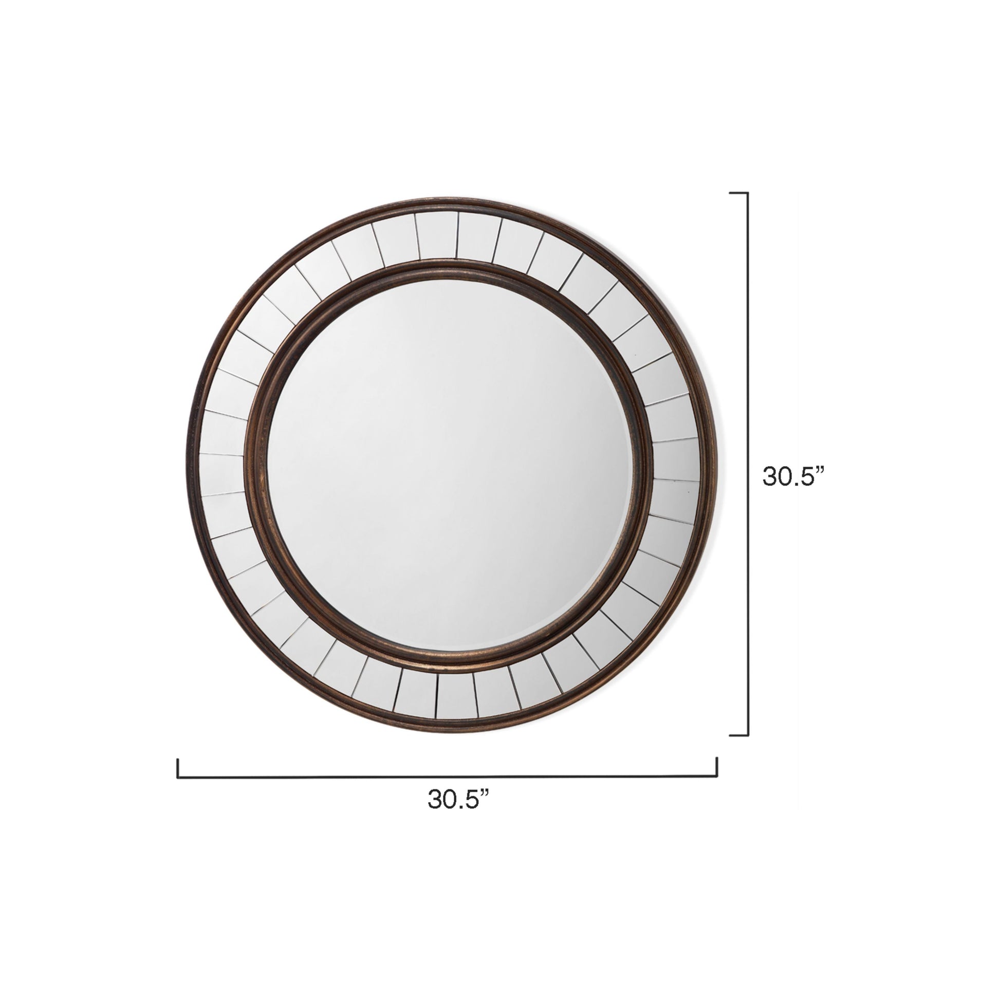 Coltrane Wood Round Wall Mirror, Antique Bronze by Jamie Young
