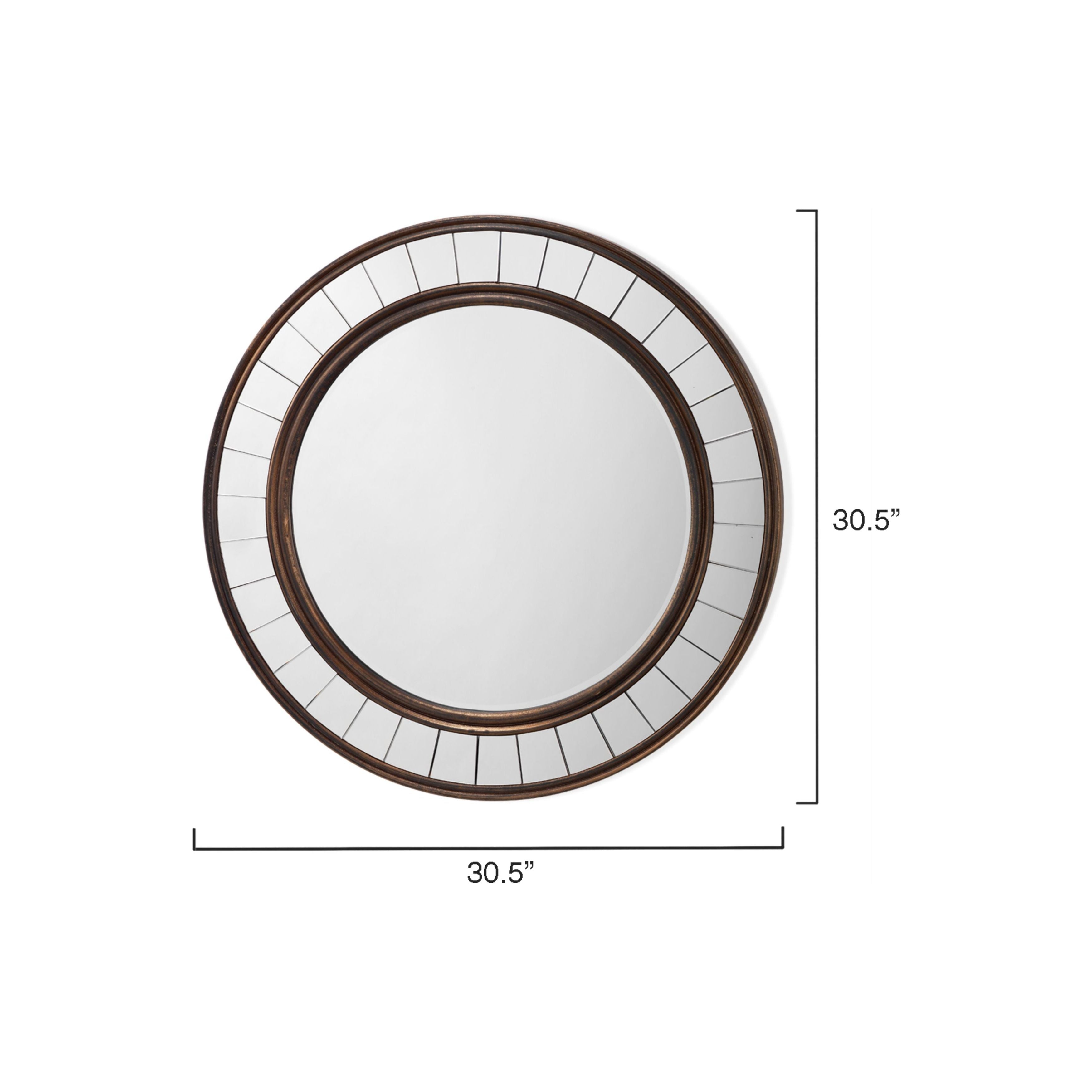Coltrane Wood Round Wall Mirror, Antique Bronze by Jamie Young