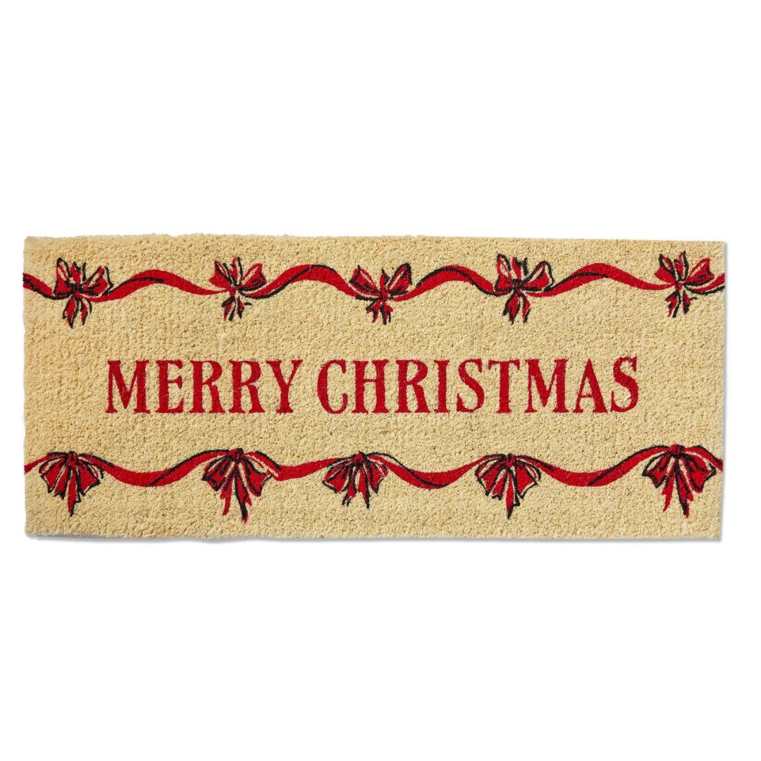 Merry Christmas Bows Estate Coir Doormat | tag