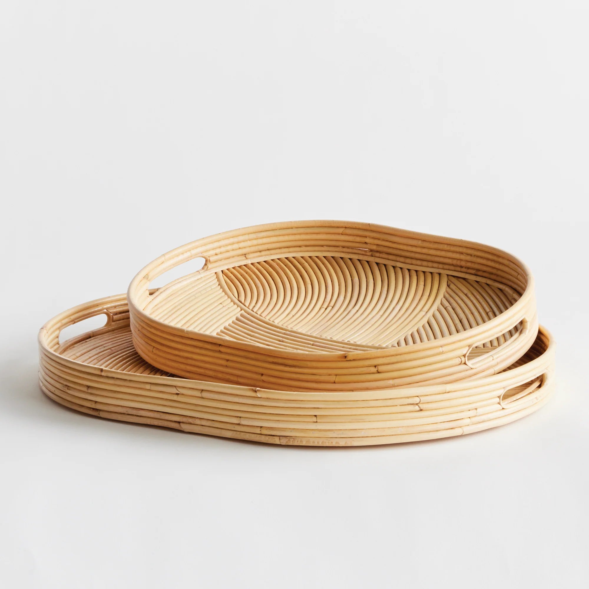 JELANI CANE OVAL TRAYS, SET OF 2