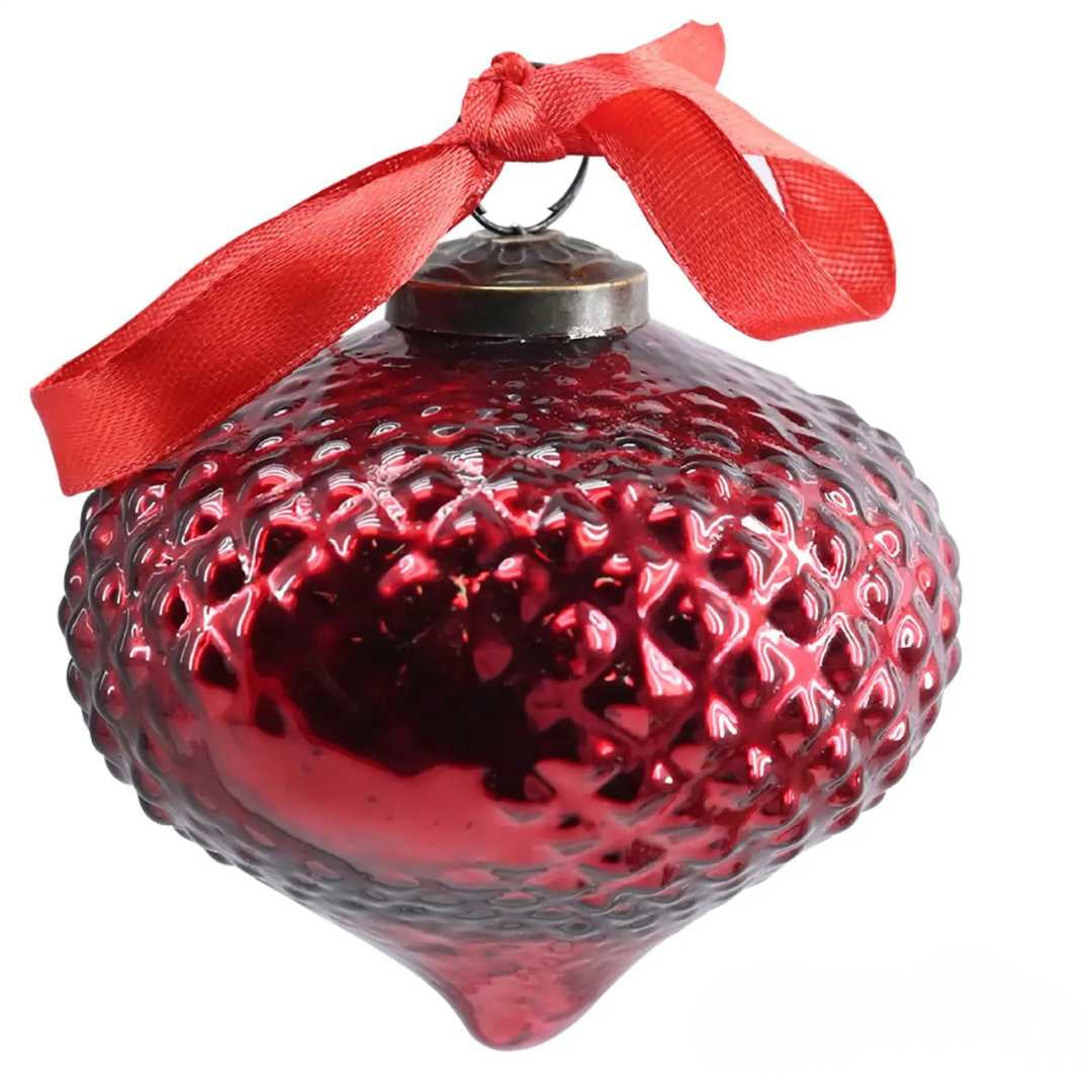 Onion Hobnail Ruby Glass 4" Ornament by Porch View