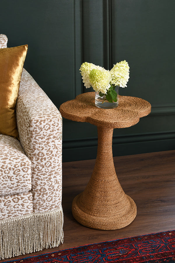 Primrose Side Table – Clover Top Wrapped Rope | Worlds Away by Worlds Away