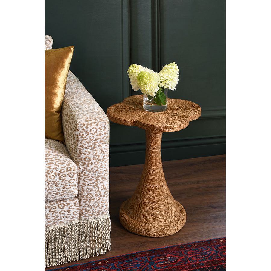 Primrose Side Table – Clover Top Wrapped Rope | Worlds Away by Worlds Away