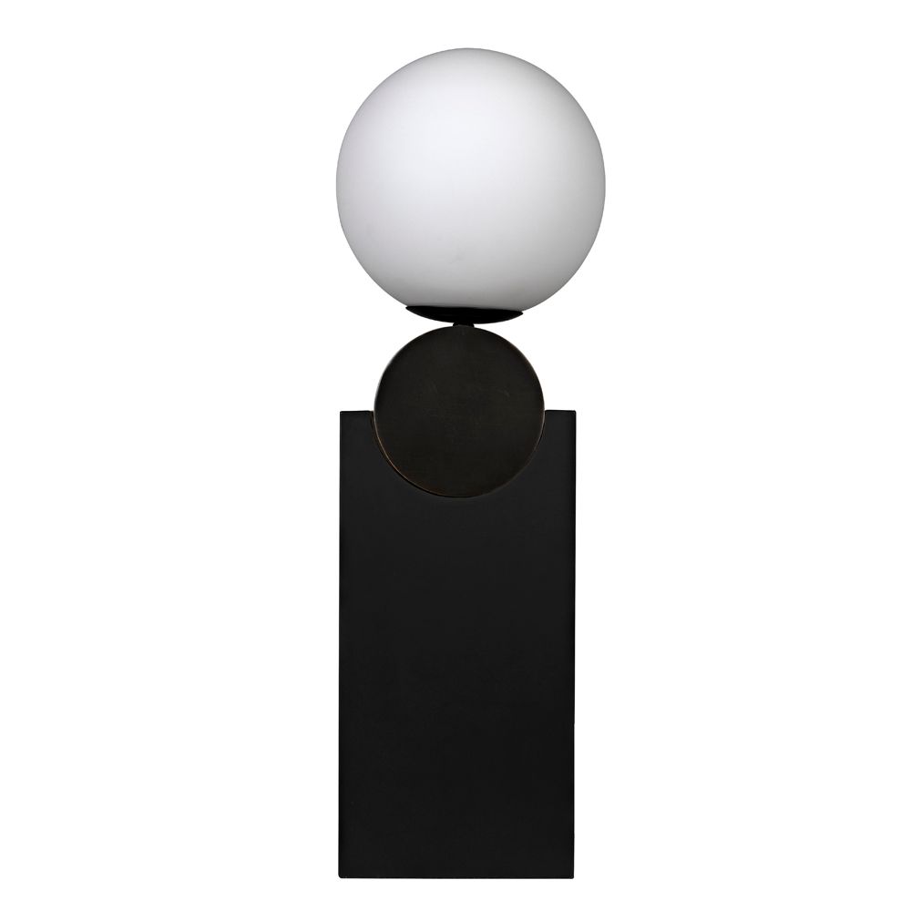 Kate Table Lamp, Black Metal with Antique Brass Accent by NOIR