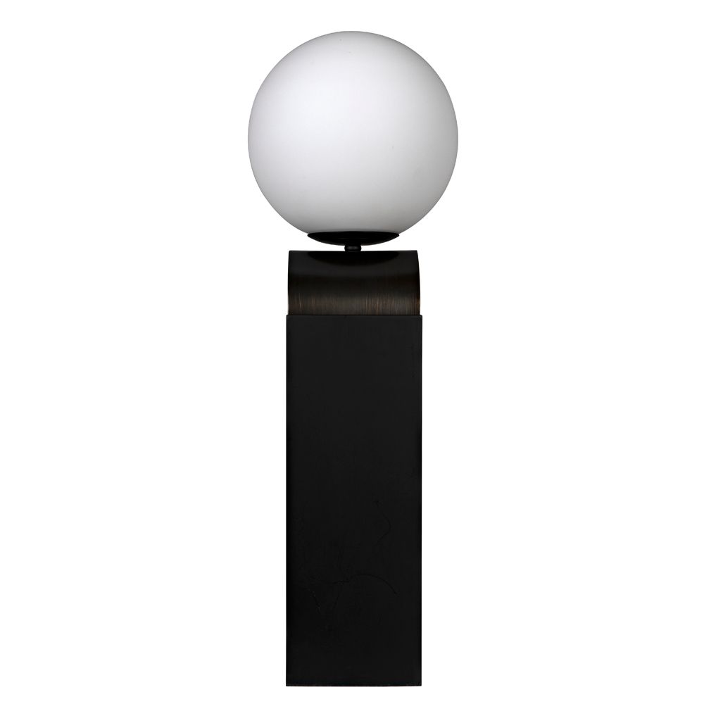 Kate Table Lamp, Black Metal with Antique Brass Accent by NOIR