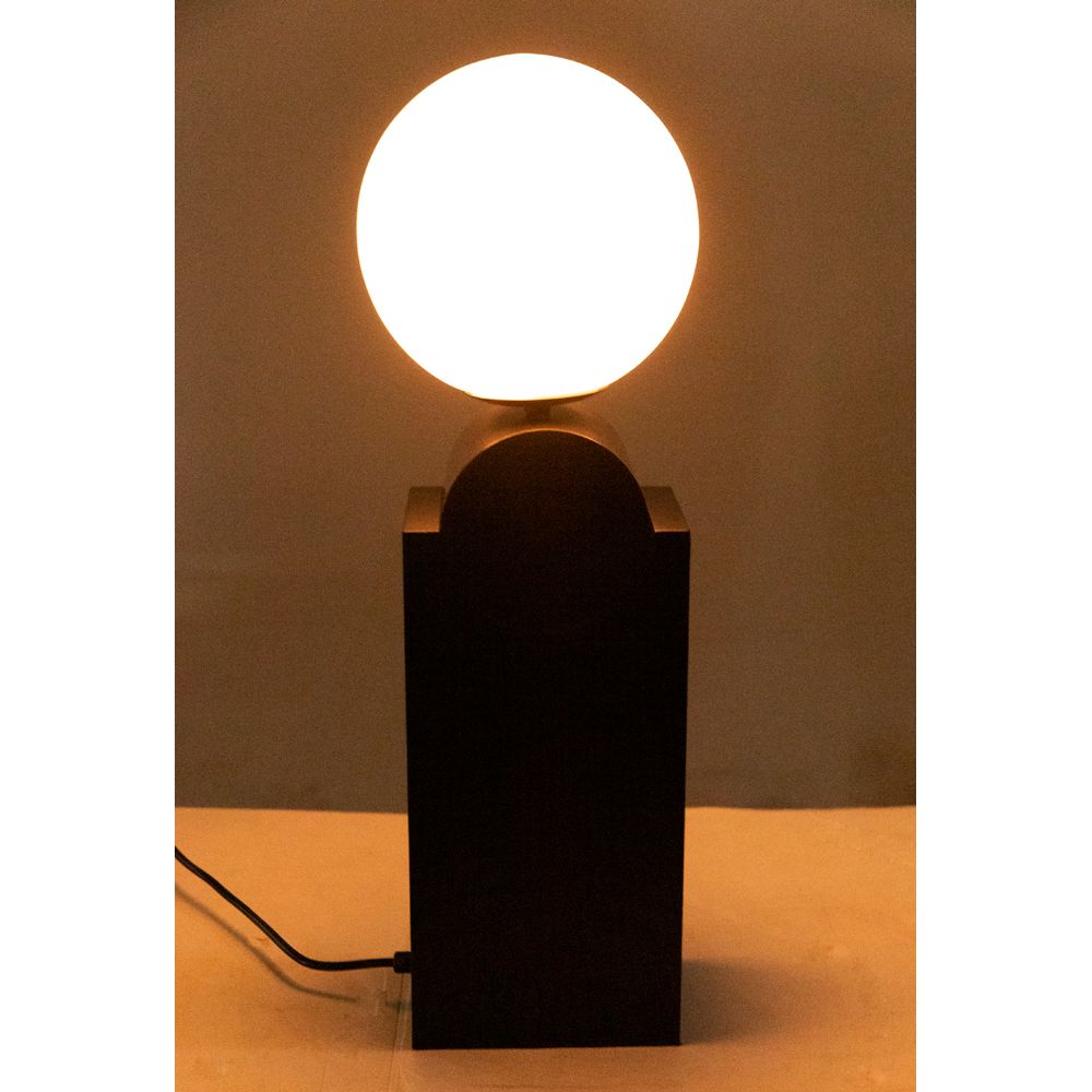 Kate Table Lamp, Black Metal with Antique Brass Accent by NOIR