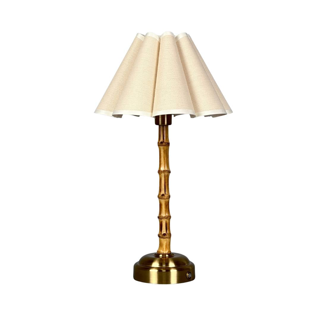 The Palma Rechargeable Bamboo Touch Lamp Beige Fabric by Ivory & Olive