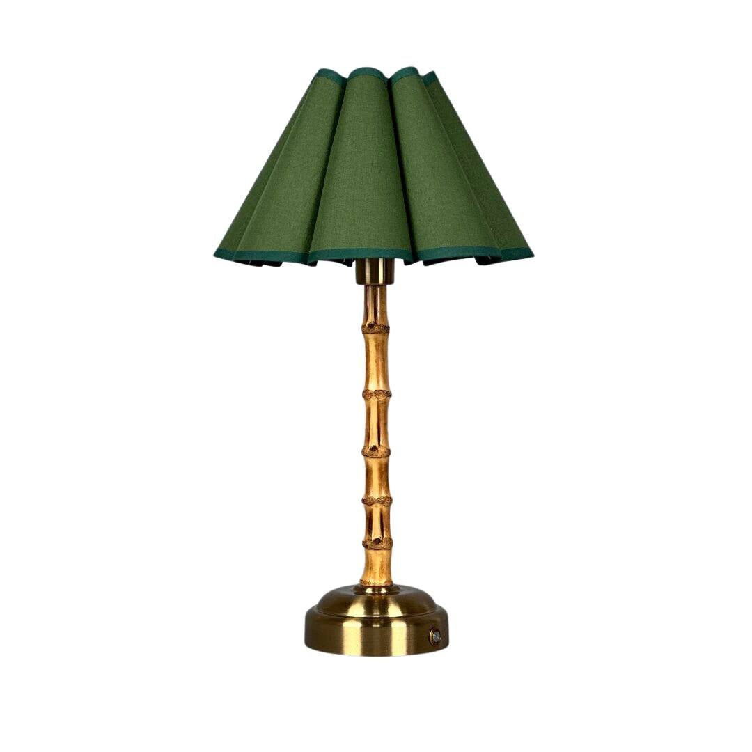 The Palma Rechargeable Bamboo Touch Lamp Green Fabric by Ivory & Olive