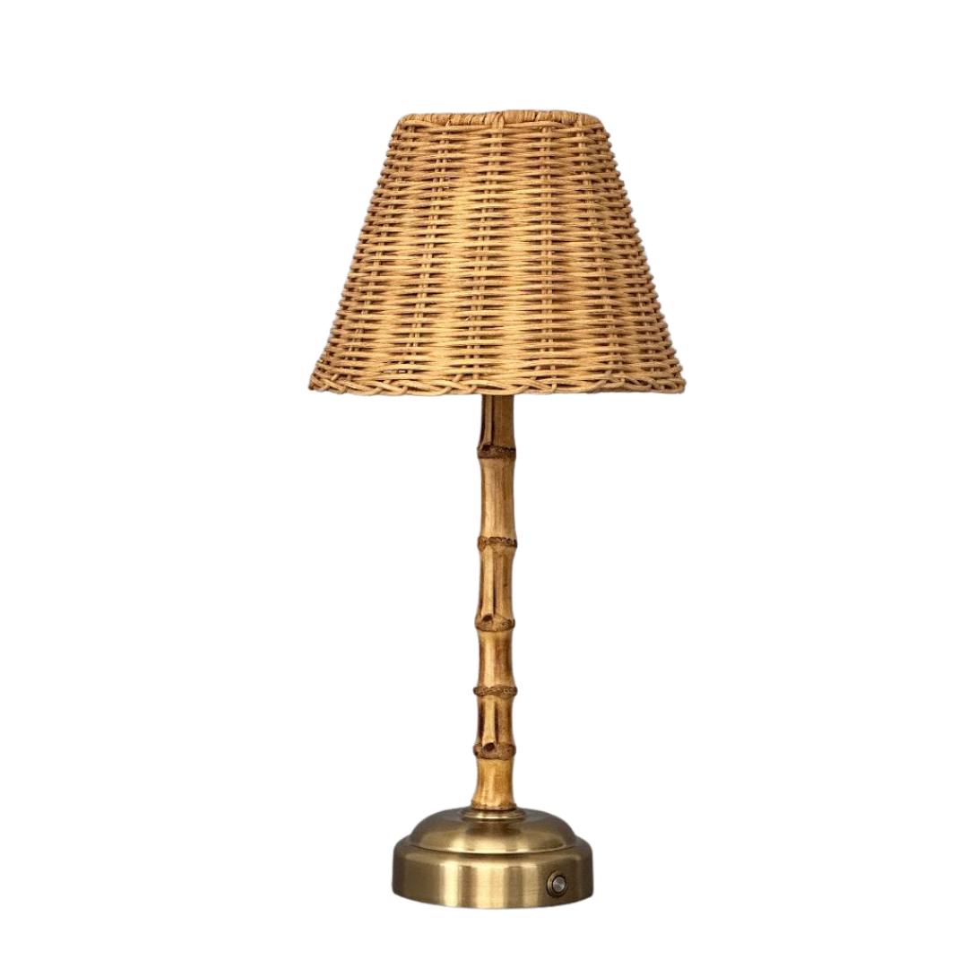 The Palma Rechargeable Bamboo Touch Lamp Rattan by Ivory & Olive
