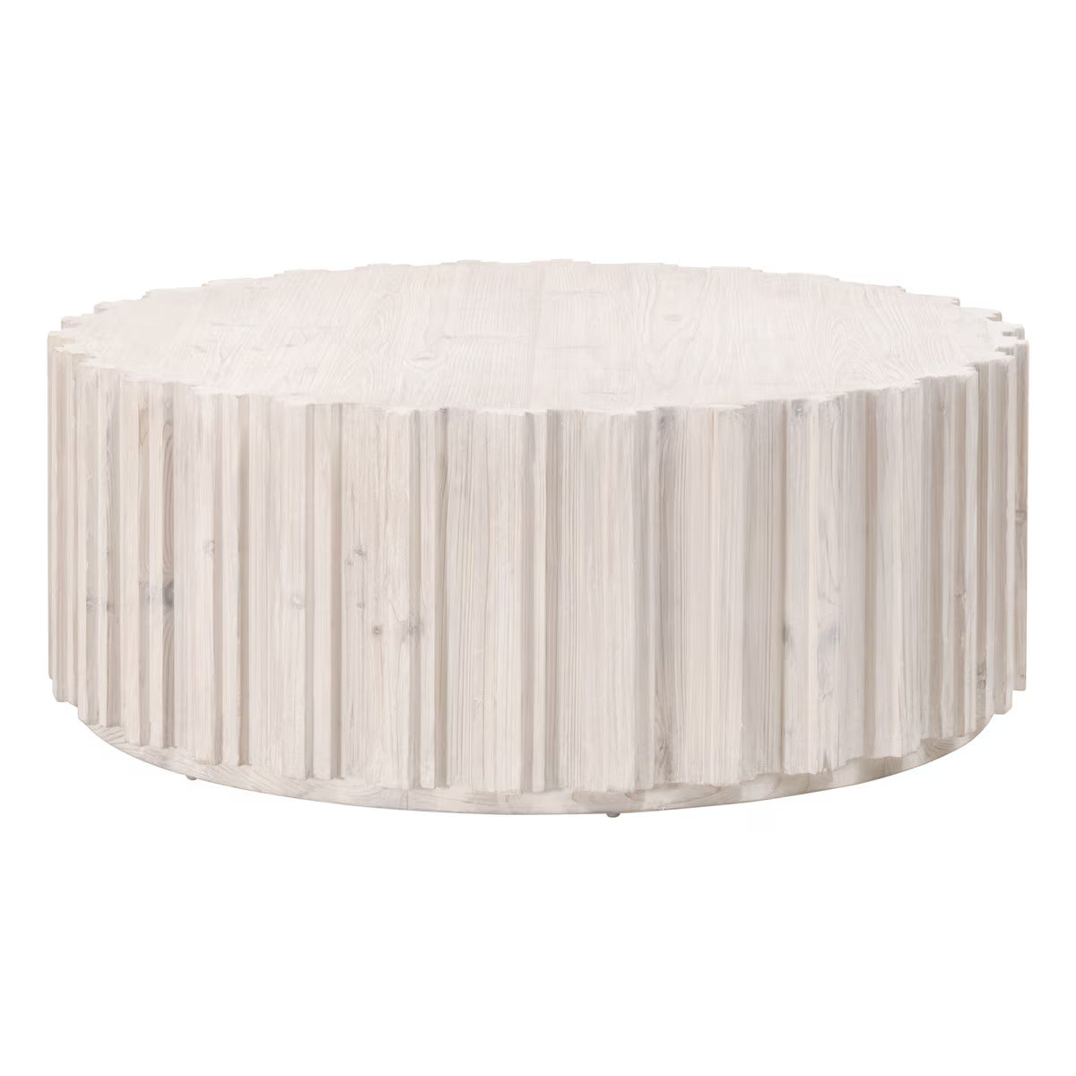Roma Round Coffee Table White Wash Pine by Essentials For Living