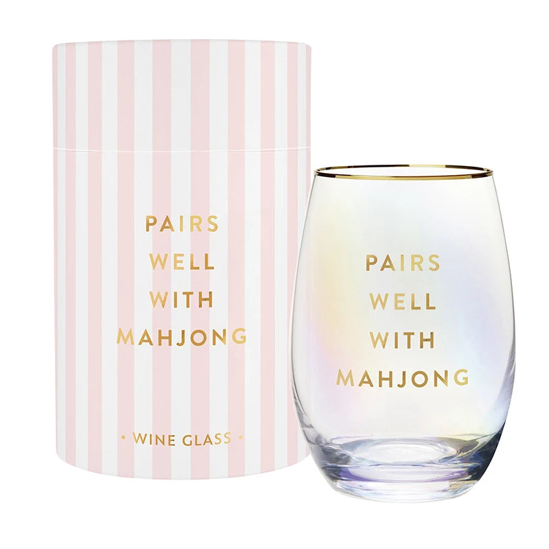 Pairs Well with Mahjong Stemless Wine Glass