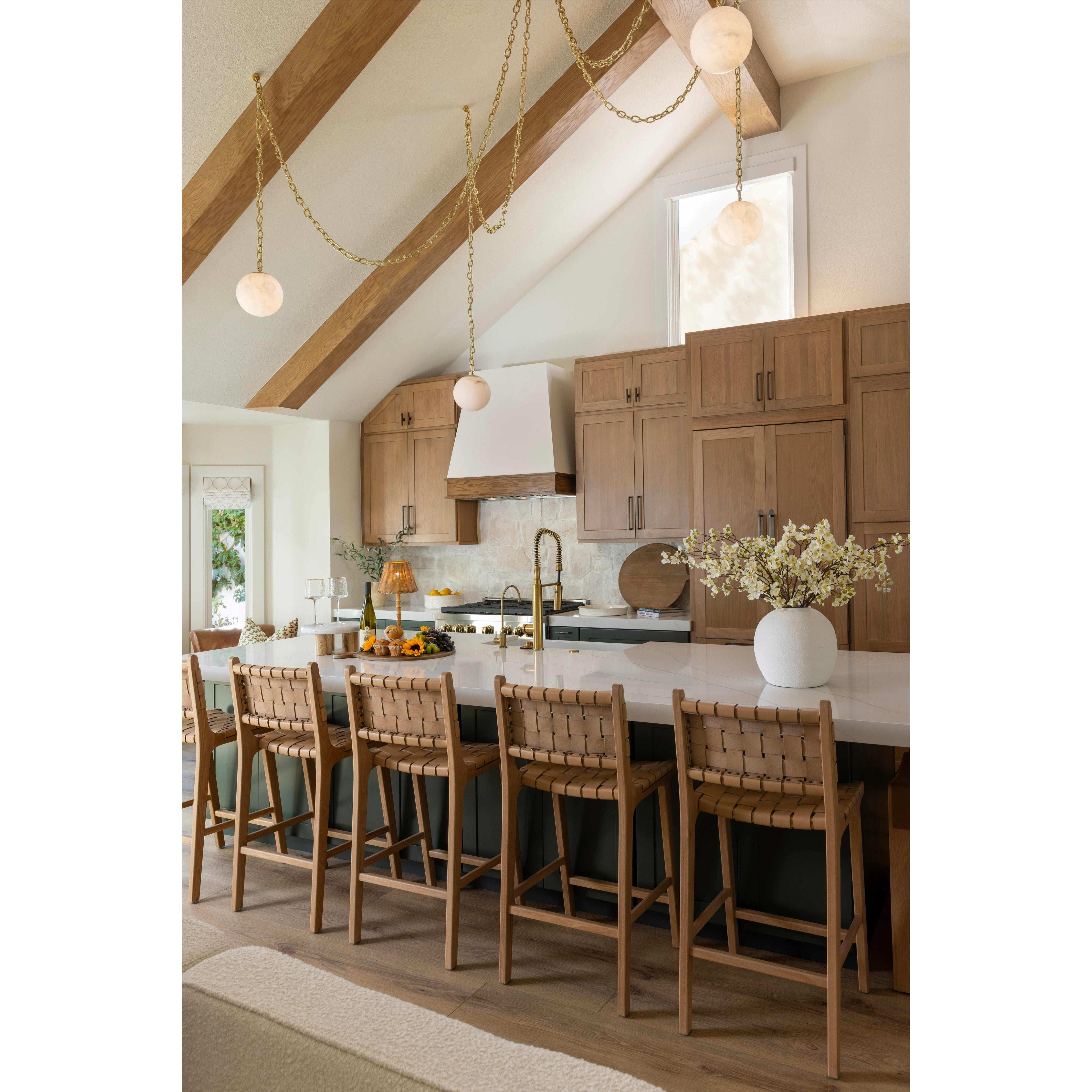Stool #2 Counter Stool – Natural Oak with Woven Leather by Hati Home