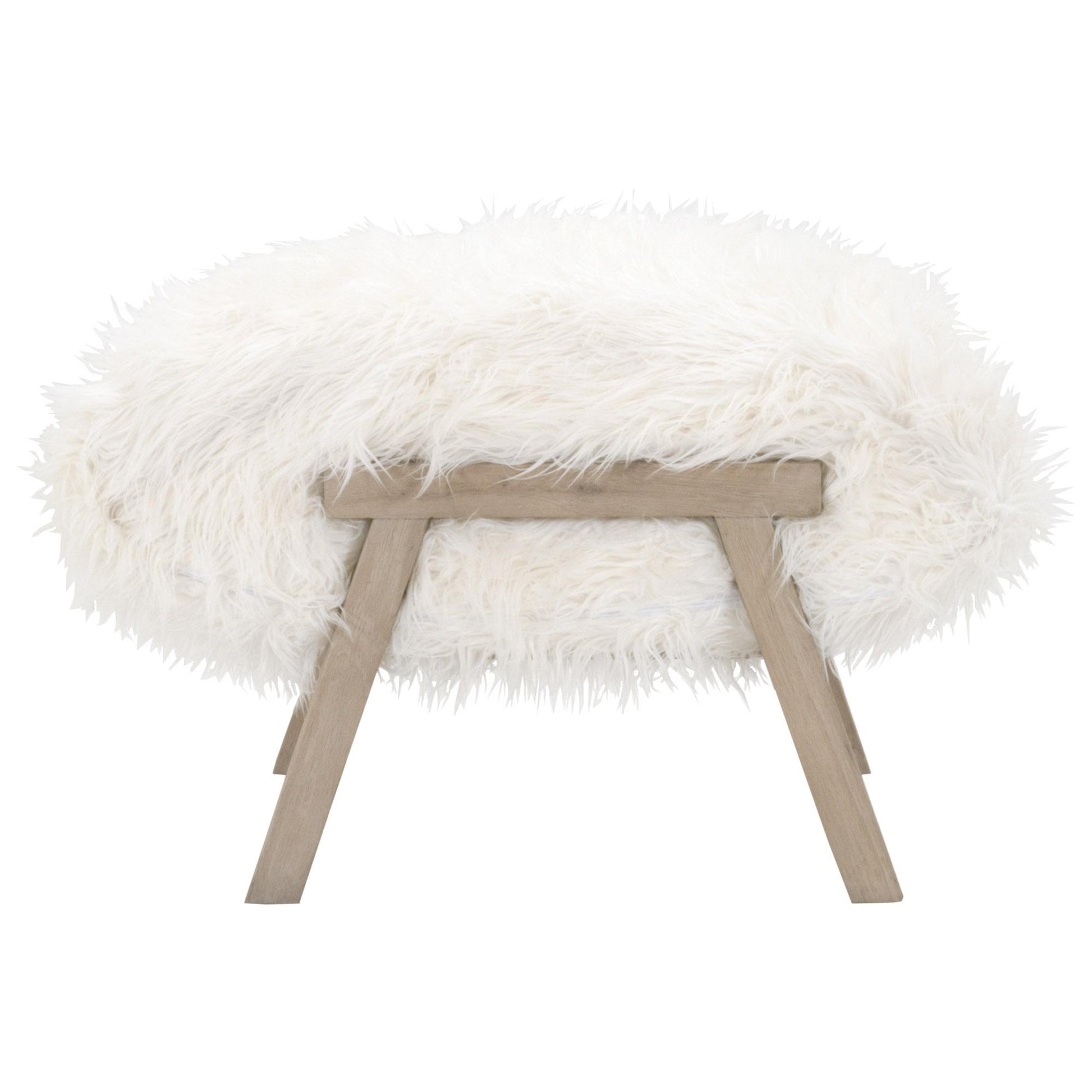 Tibet Ottoman – White Fur & Smoke Gray Oak by Essentials For Living