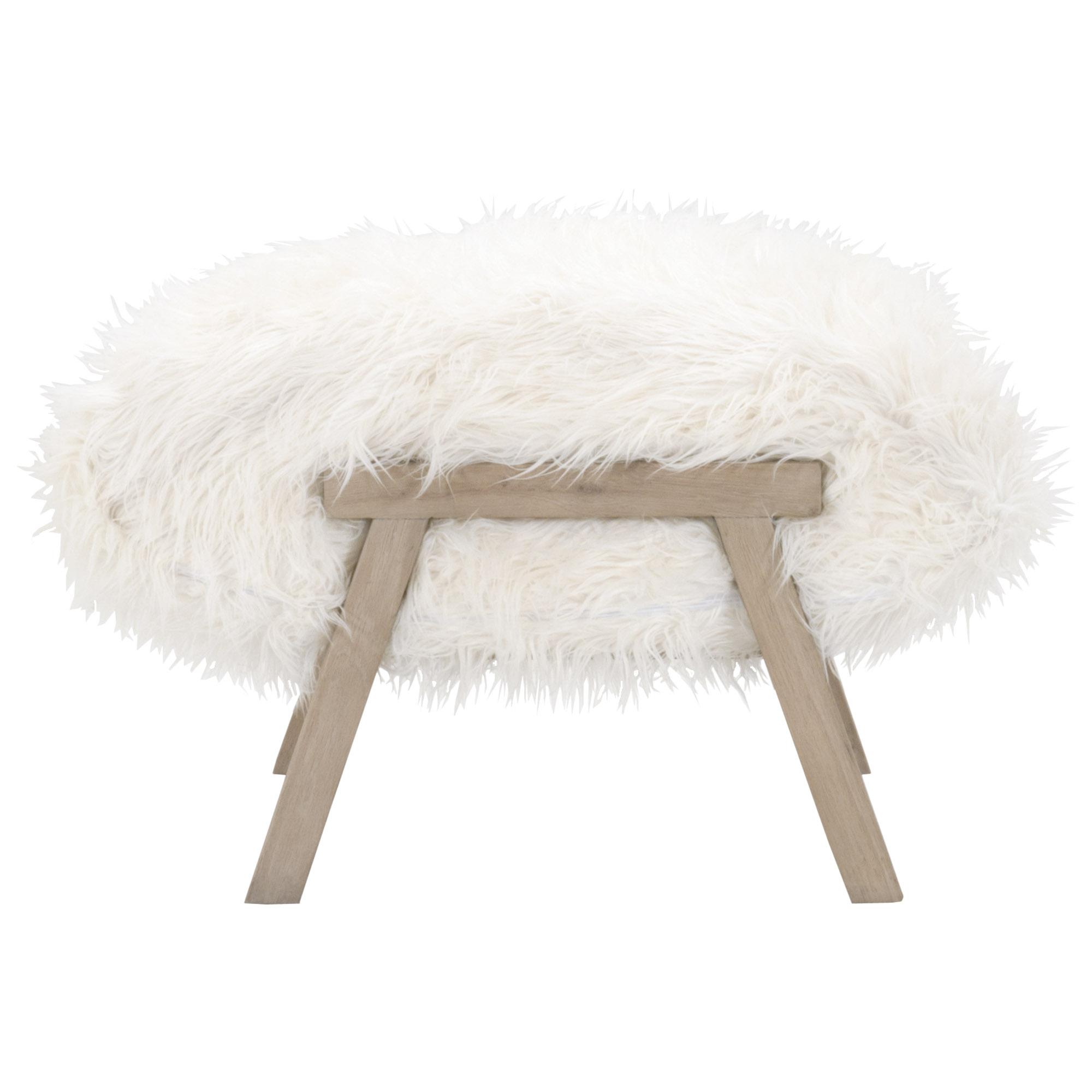 Tibet Ottoman – White Fur & Smoke Gray Oak by Essentials For Living