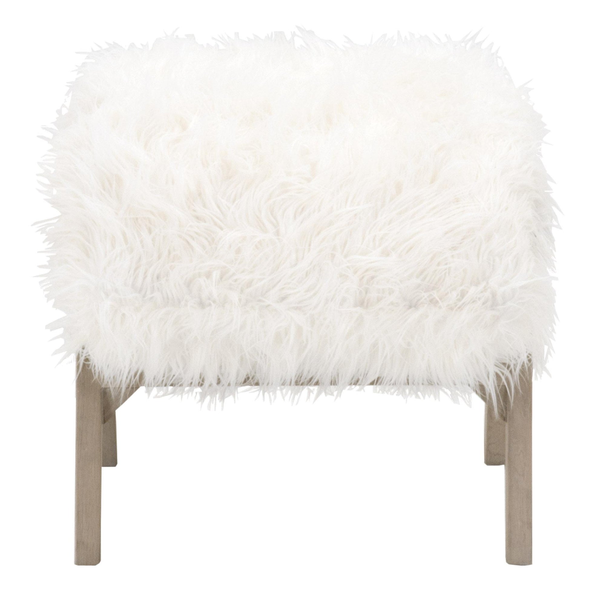 Tibet Ottoman – White Fur & Smoke Gray Oak by Essentials For Living