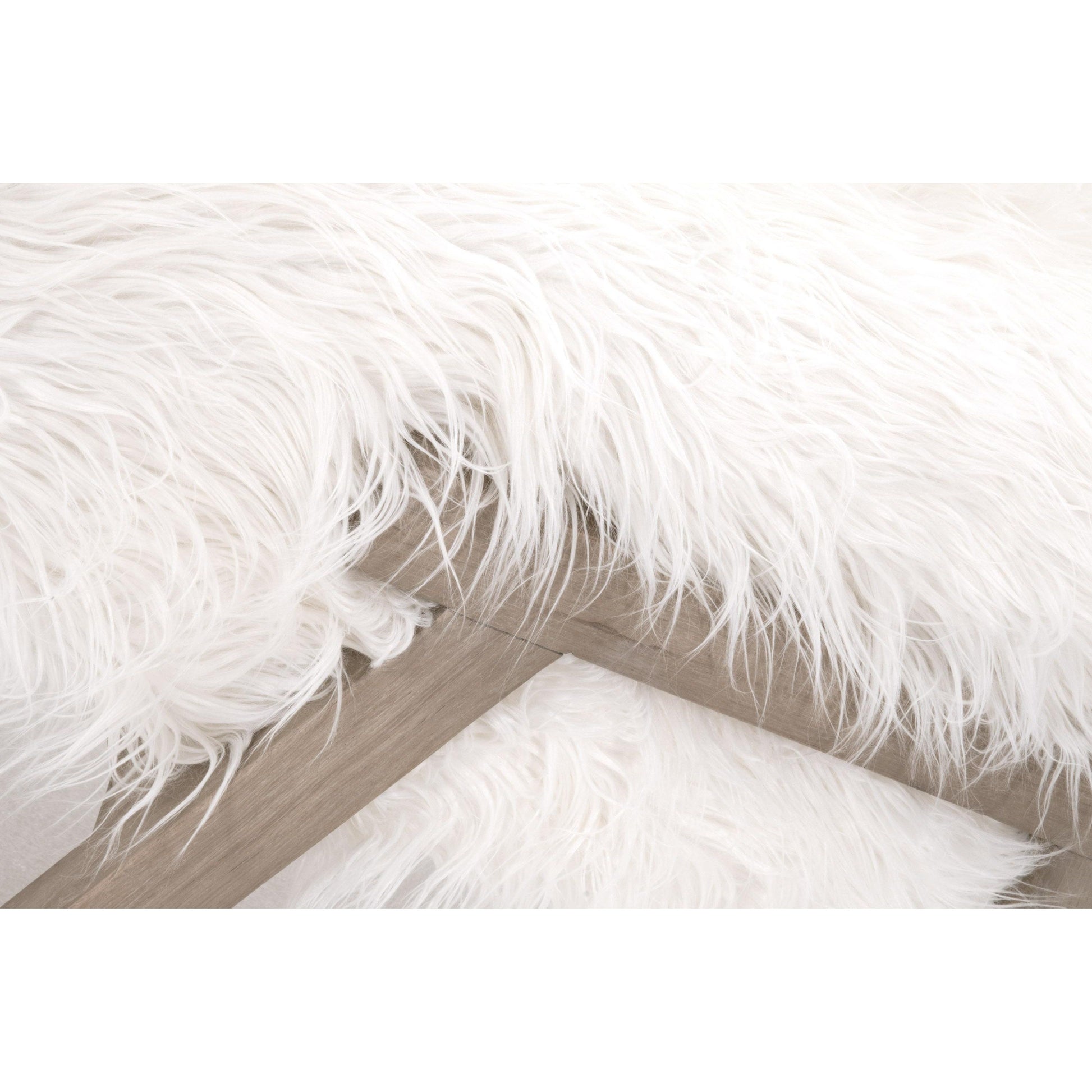 Tibet Ottoman – White Fur & Smoke Gray Oak by Essentials For Living