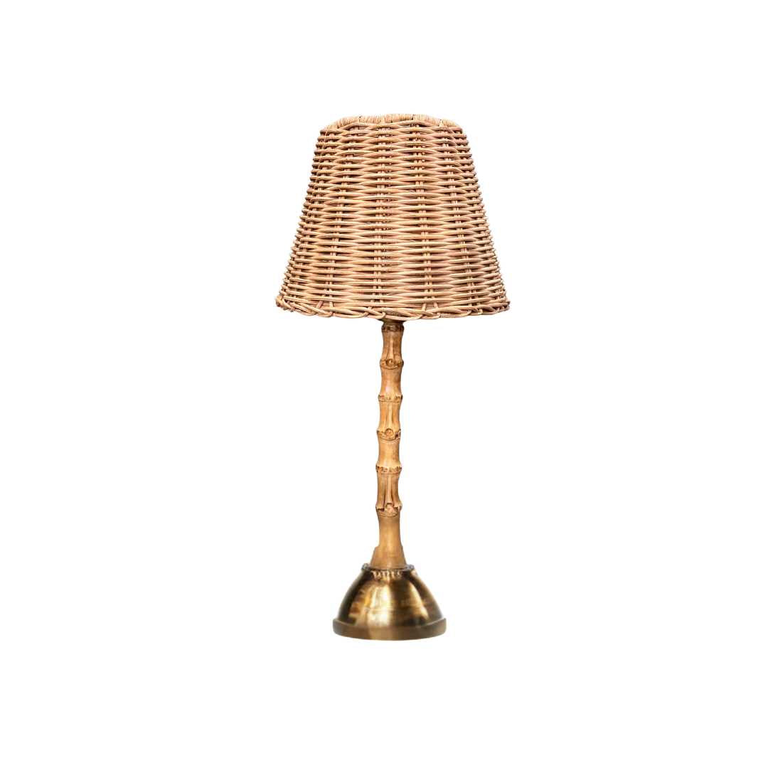 The Palma Rechargeable Bamboo Touch Lamp Rattan by Ivory & Olive