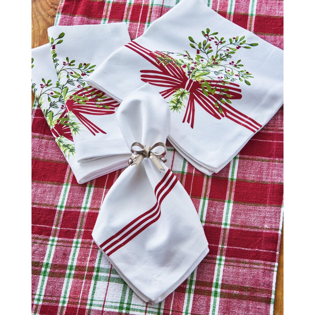Winter Berries Bow and Garland Napkins, Set of 4 | tag