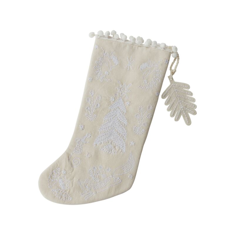Wynter Embroidered Stocking – Cream by Ivory & Olive