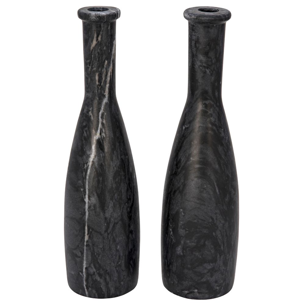 Moris Decorative Candle Holder, Set of 2, Black by NOIR