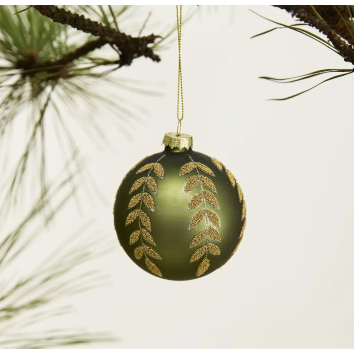 3" Beaded Leaf Glass Ornament – Forest Green by Ivory & Olive