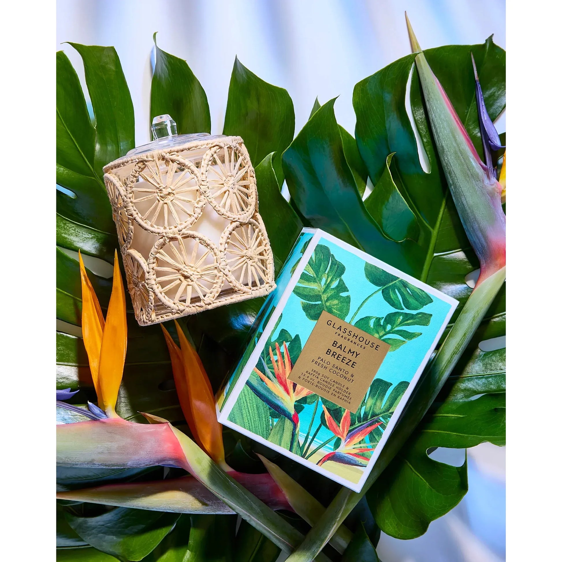 Balmy Breeze – Palo Santo & Fresh Coconut 13.4 oz Candle by Glasshouse Fragrances